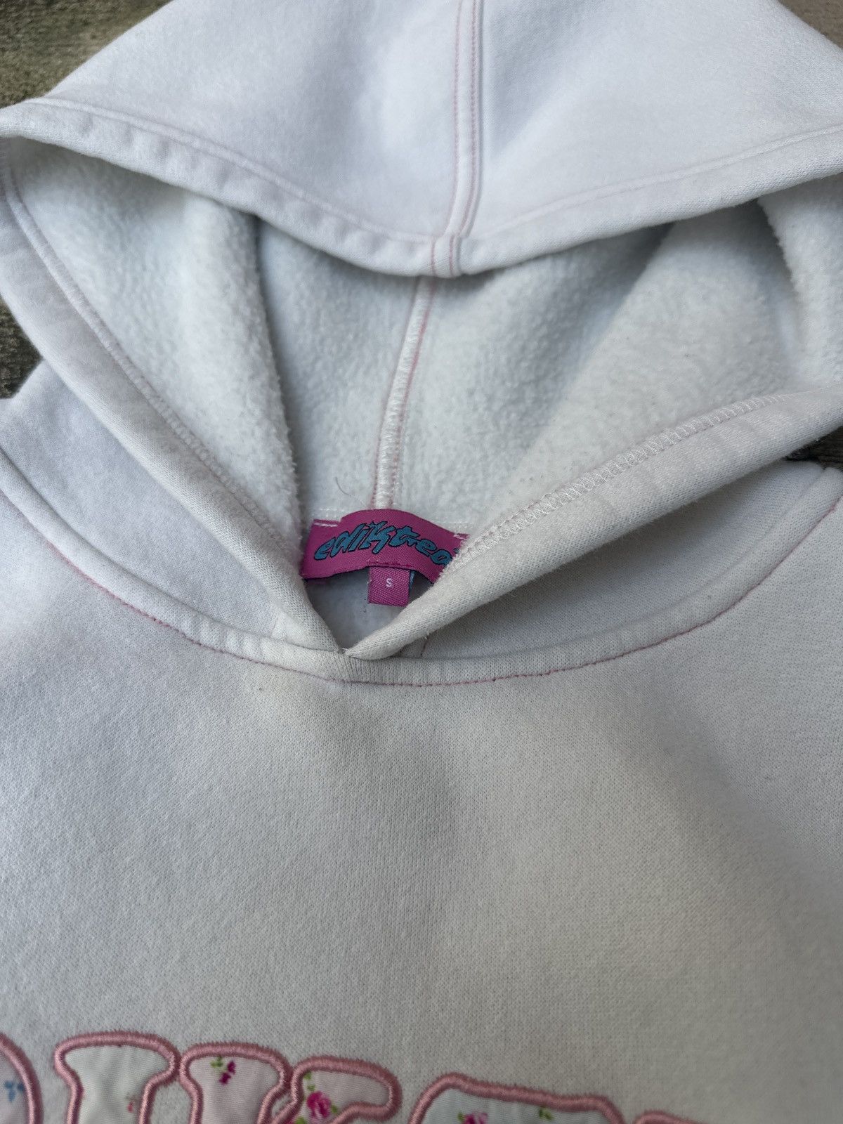 Brandy Melville × Vintage Y2k 2000s Edikted Embroidered Pink Flower Hoodie Size S / US 4 / IT 40 - 4 Thumbnail