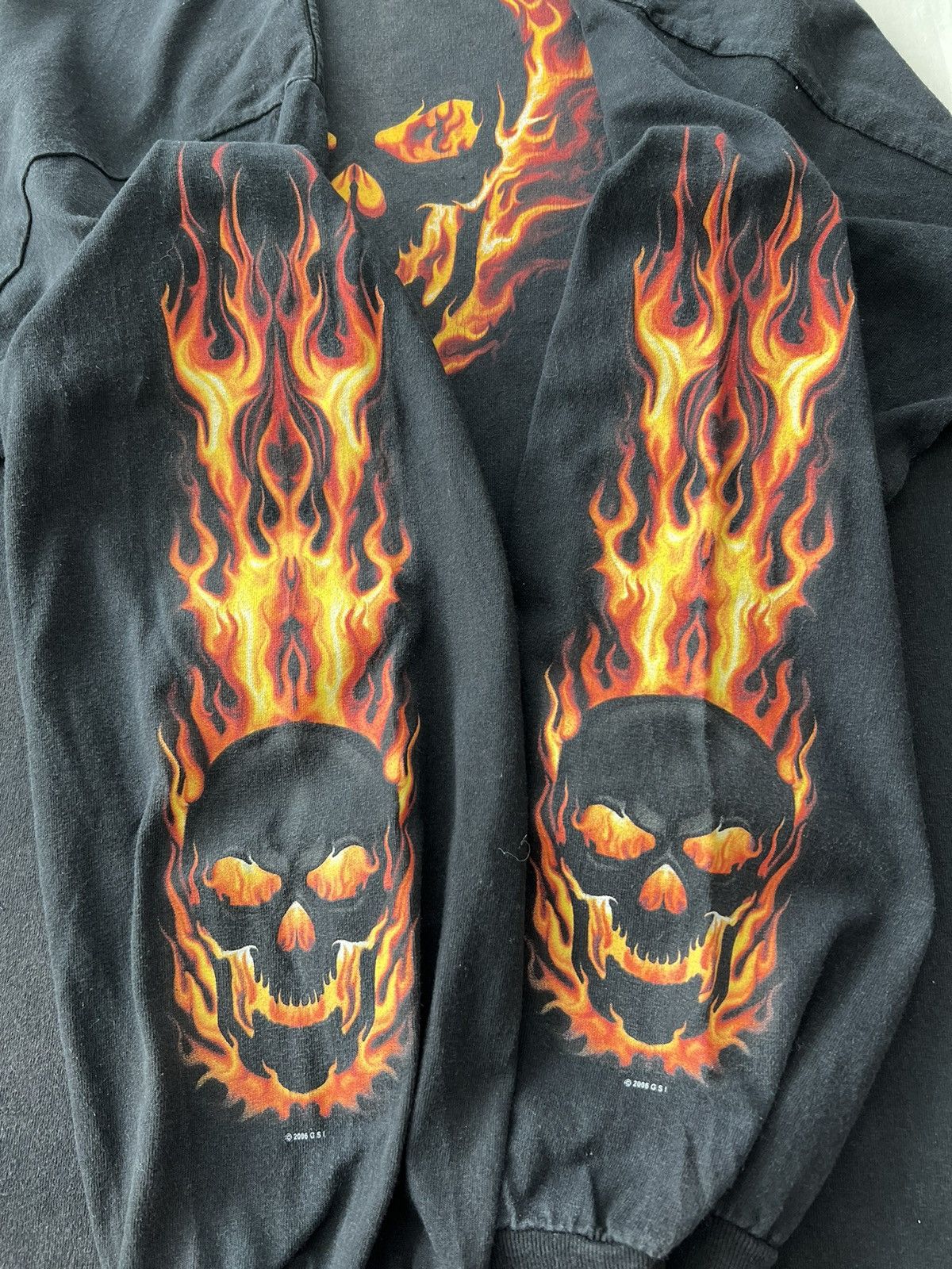 Vintage Vintage 2006 Flaming Skull Fire Ghost Rider AAA Long Sleeve Size US XXL / EU 58 / 5 - 8 Thumbnail