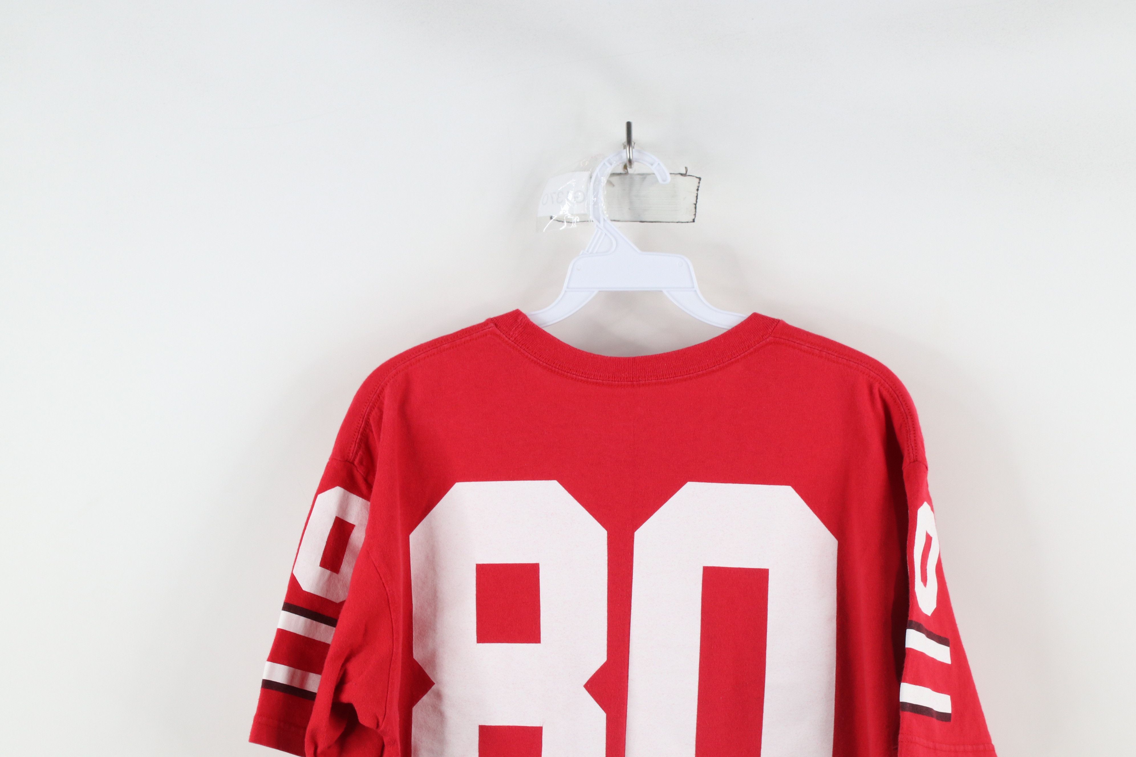 Nike × Vintage Vintage Nike University Football Jersey T-Shirt Red #80 Size US S / EU 44-46 / 1 - 12 Thumbnail