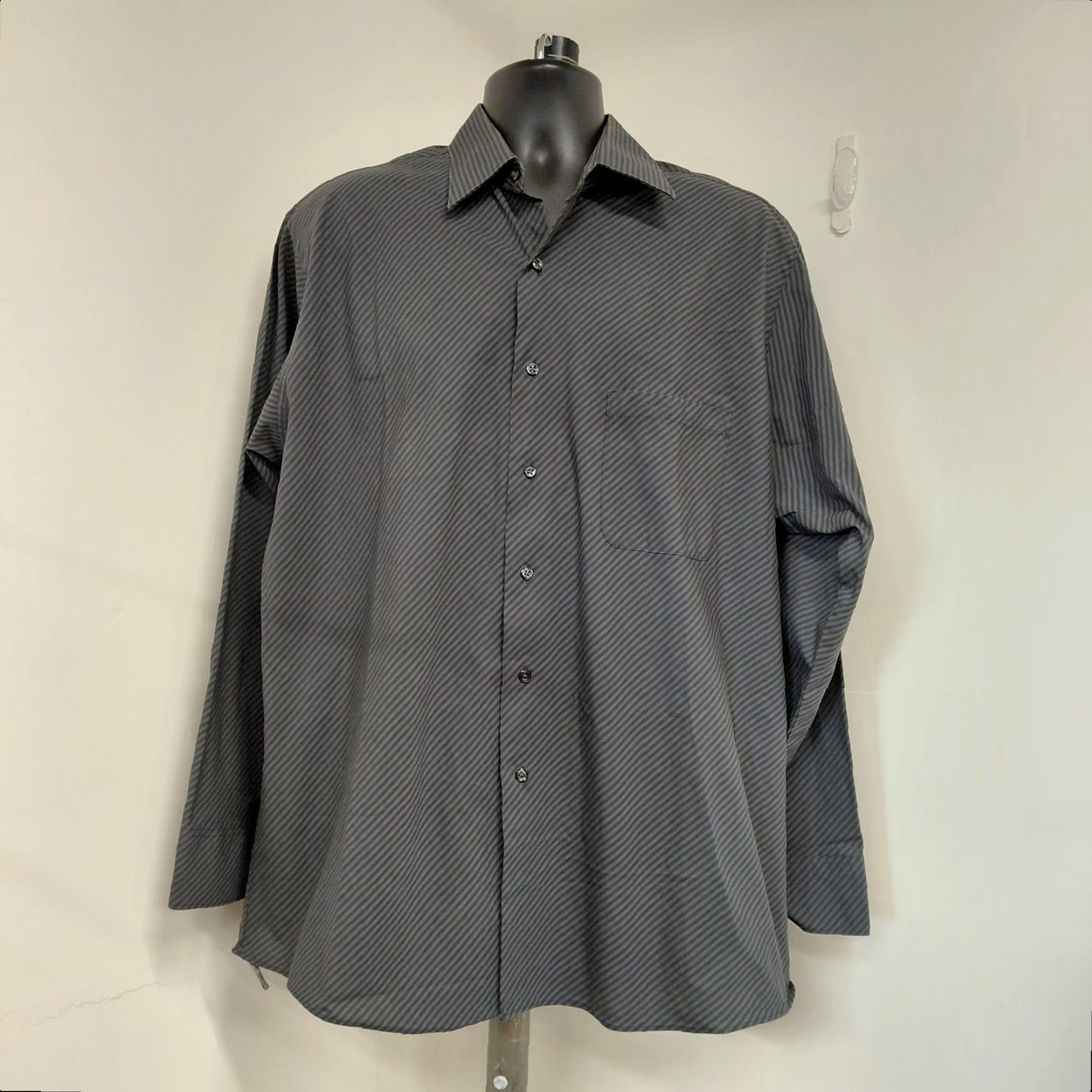 Geoffrey Beene Geoffrey Beene Shirt Mens XL Black Striped Long Sleeve Button Wrinkle Free Shirt Size US XL / EU 56 / 4 - 2 Thumbnail