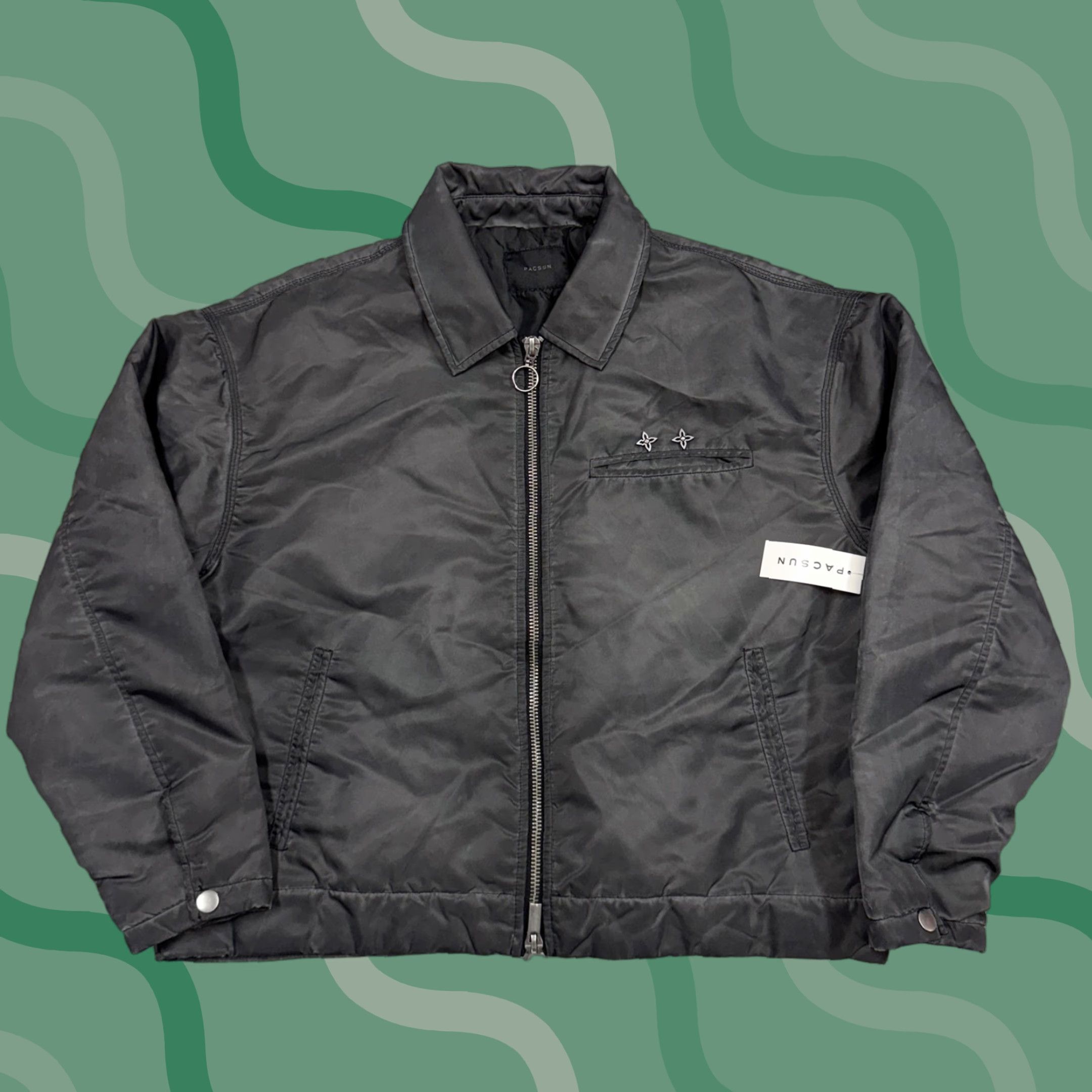 Pacsun PacSun Jacket Mens Small Black Zip Bomber Workwear Snap Cuffs Ring Pull Star Size US S / EU 44-46 / 1 - 1 Thumbnail