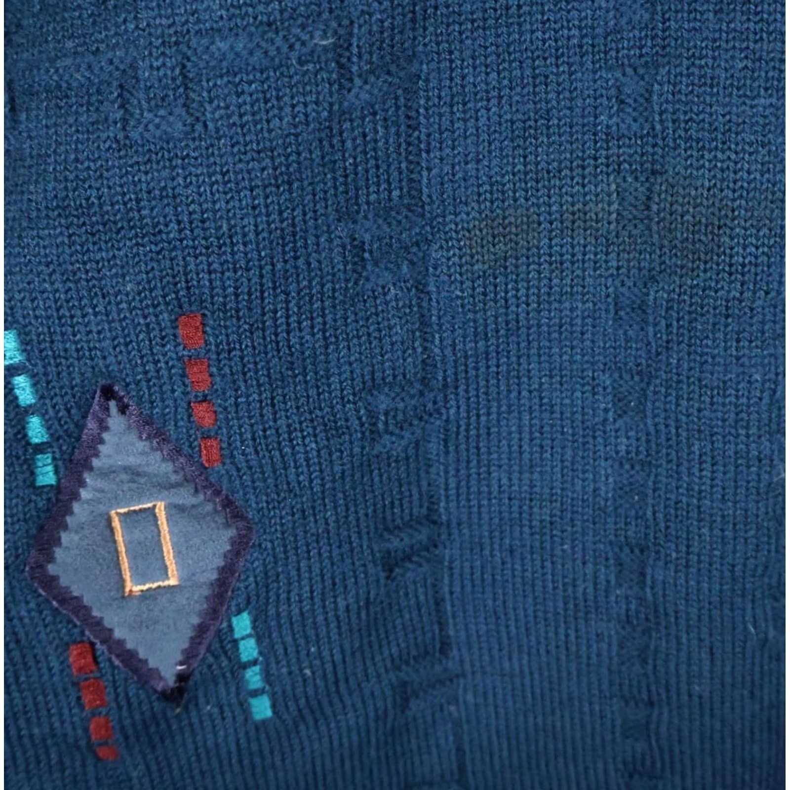 Vintage VINTAGE Club Tricot Wool Sweater Mens XL Blue Tribal Aztec Embroidered Ireland Made Size US XL / EU 56 / 4 - 4 Thumbnail