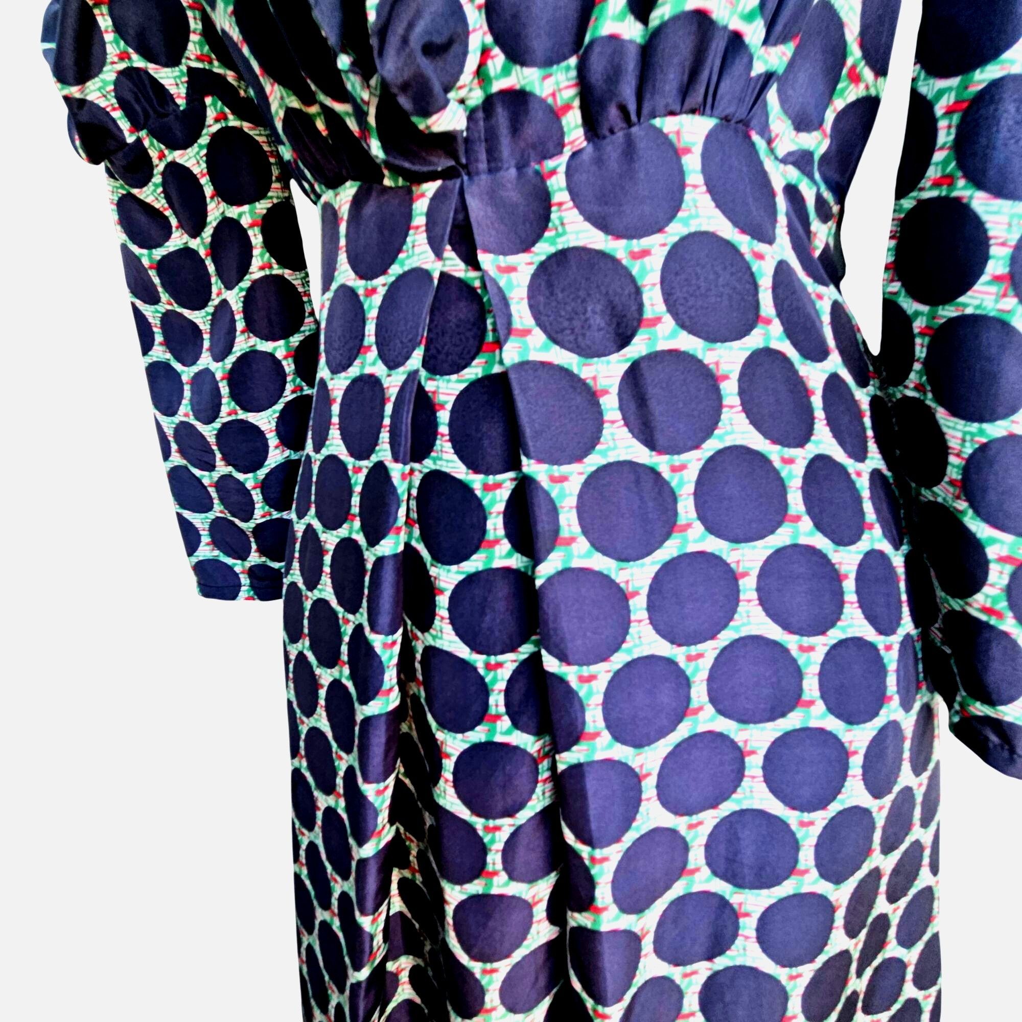 Tsumori Chisato Tsumori Chisato Silk Ruffle Dress Navy Dot Print Size M Fits Size M / US 6-8 / IT 42-44 - 11 Thumbnail