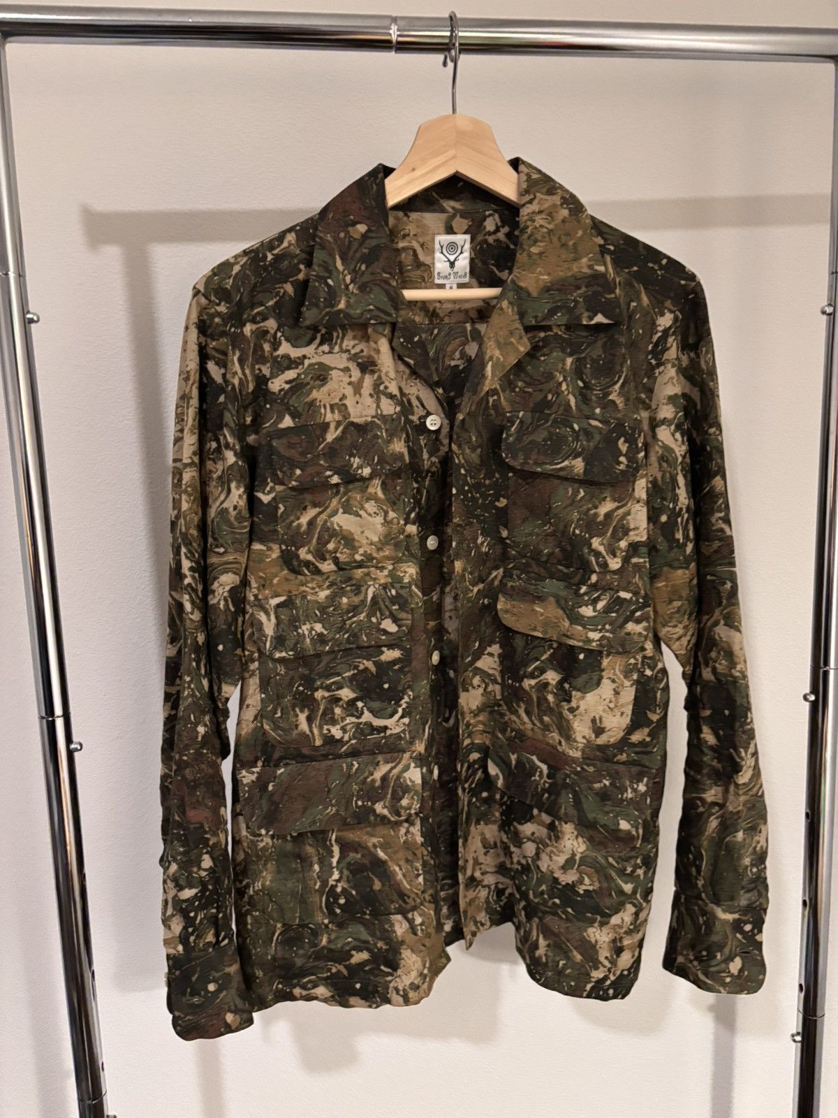 South2 West8 Marble Camo Linen Hunting Shirt Size US S / EU 44-46 / 1 - 1 Thumbnail