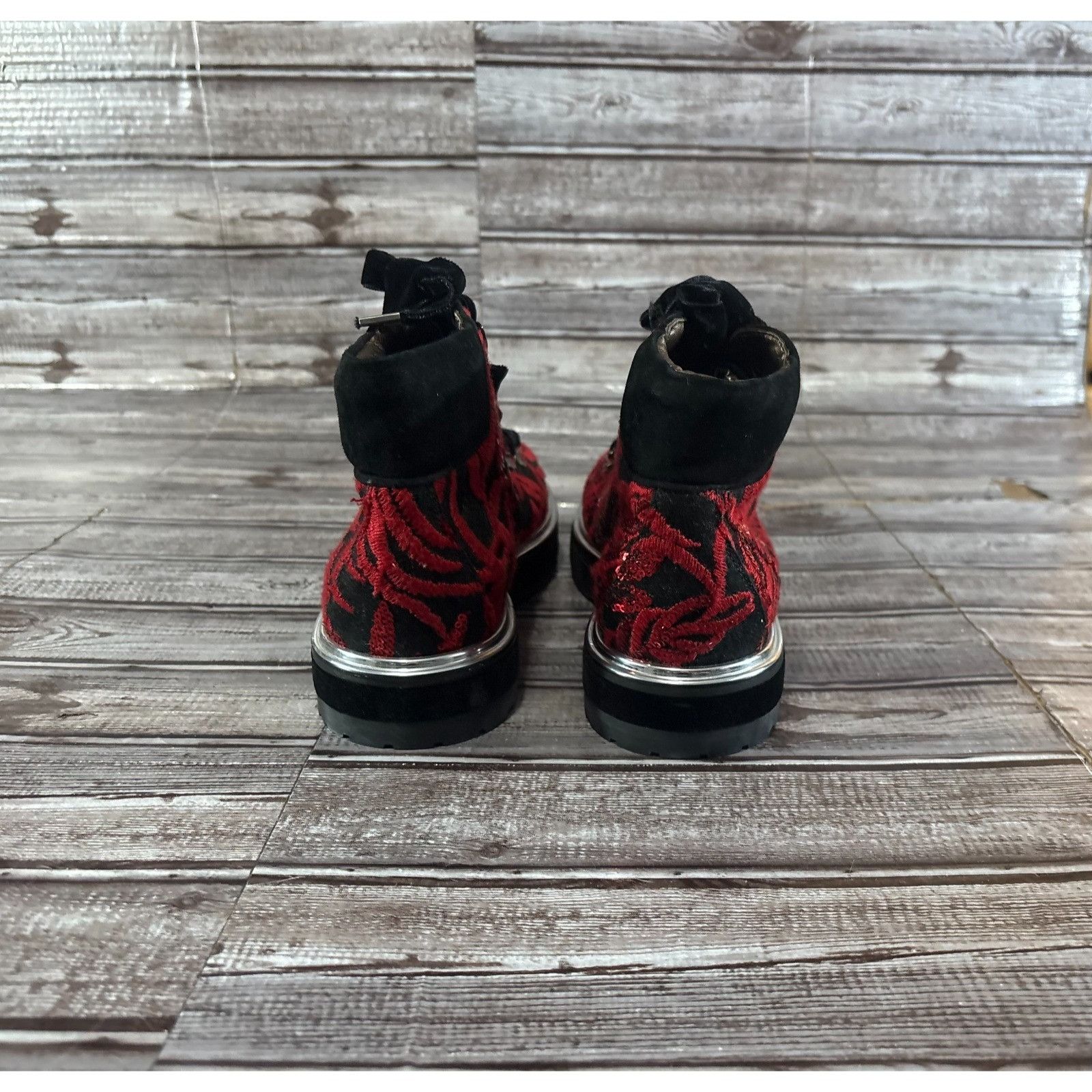 AGL AGL Velvet embroidered sequins leather Ankle Boots Size 39 R Size US 8.5 / IT 38.5 - 3 Thumbnail