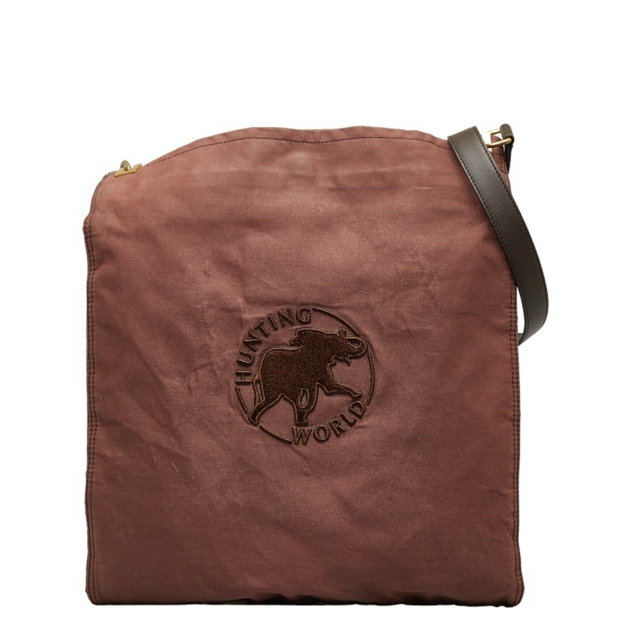 image of Hunting World Shoulder Bag Brown Canvas Leather Men's Hunting World