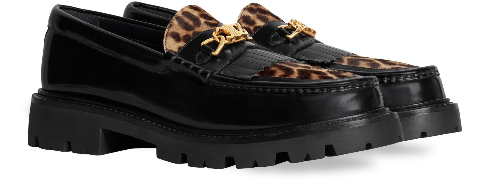 Celine o1bcso1str1024 Margaret Leopard Loafer in Black/Beige Size US 10 / IT 40 - 2 Thumbnail