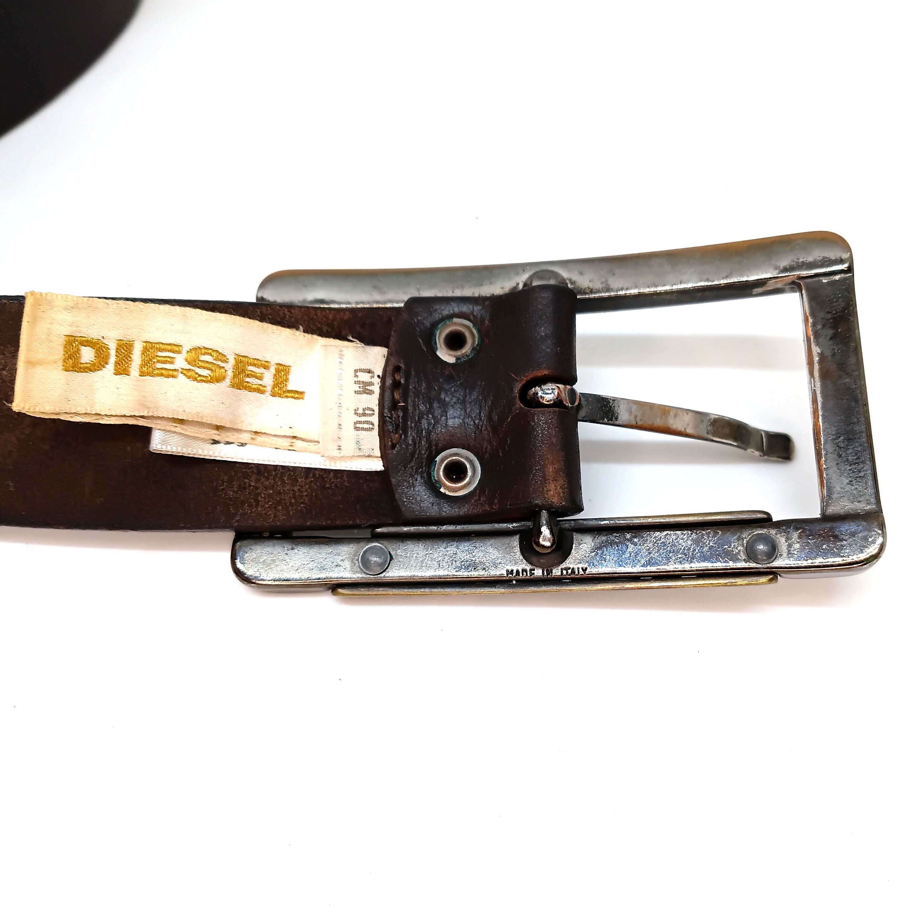 Diesel Diesel Brown Leather Belt with Large Buckle Size 36 - 4 Thumbnail
