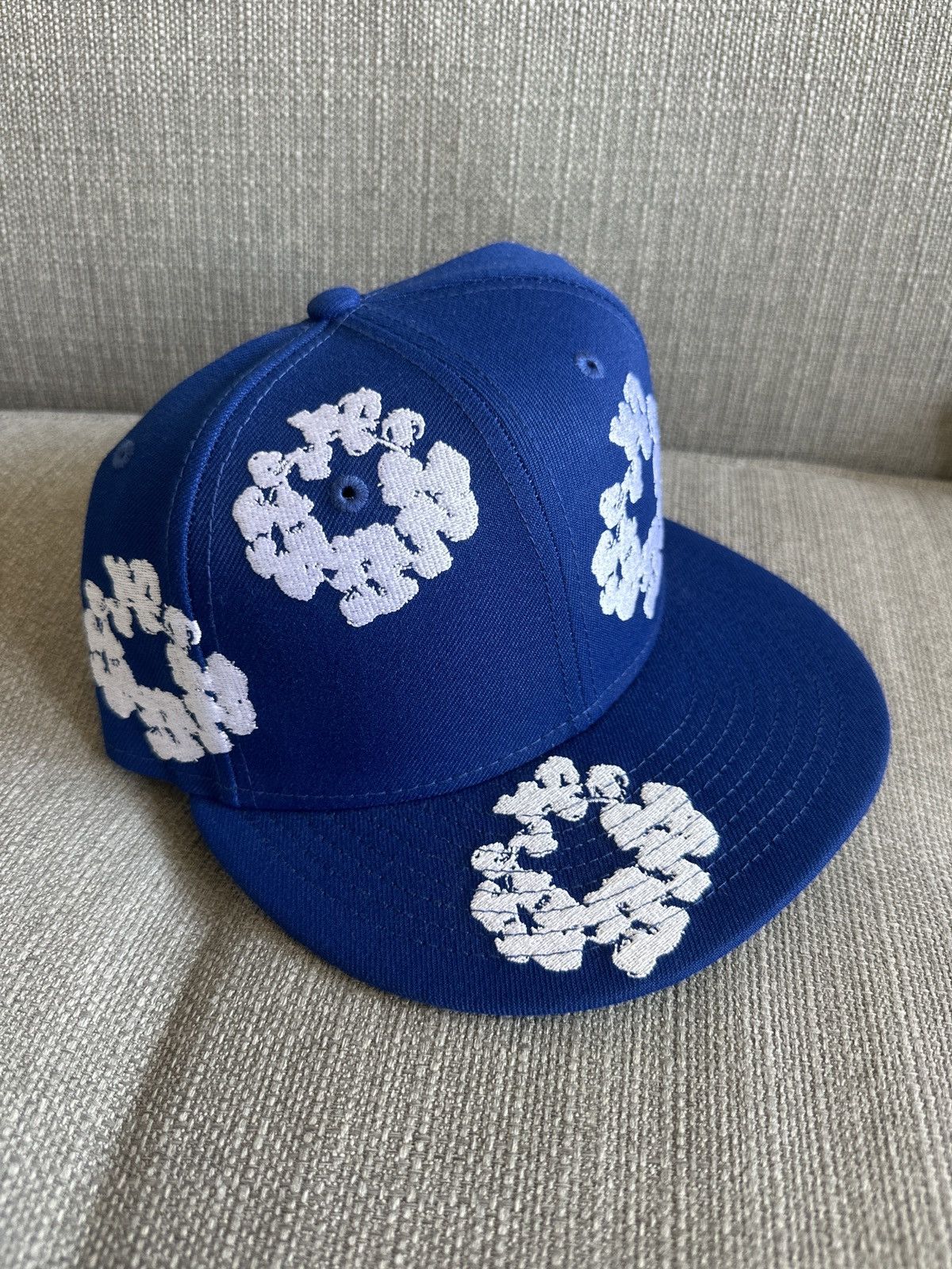image of Denim Tears New Era Fitted Hat Size 7 in Blue, Men's