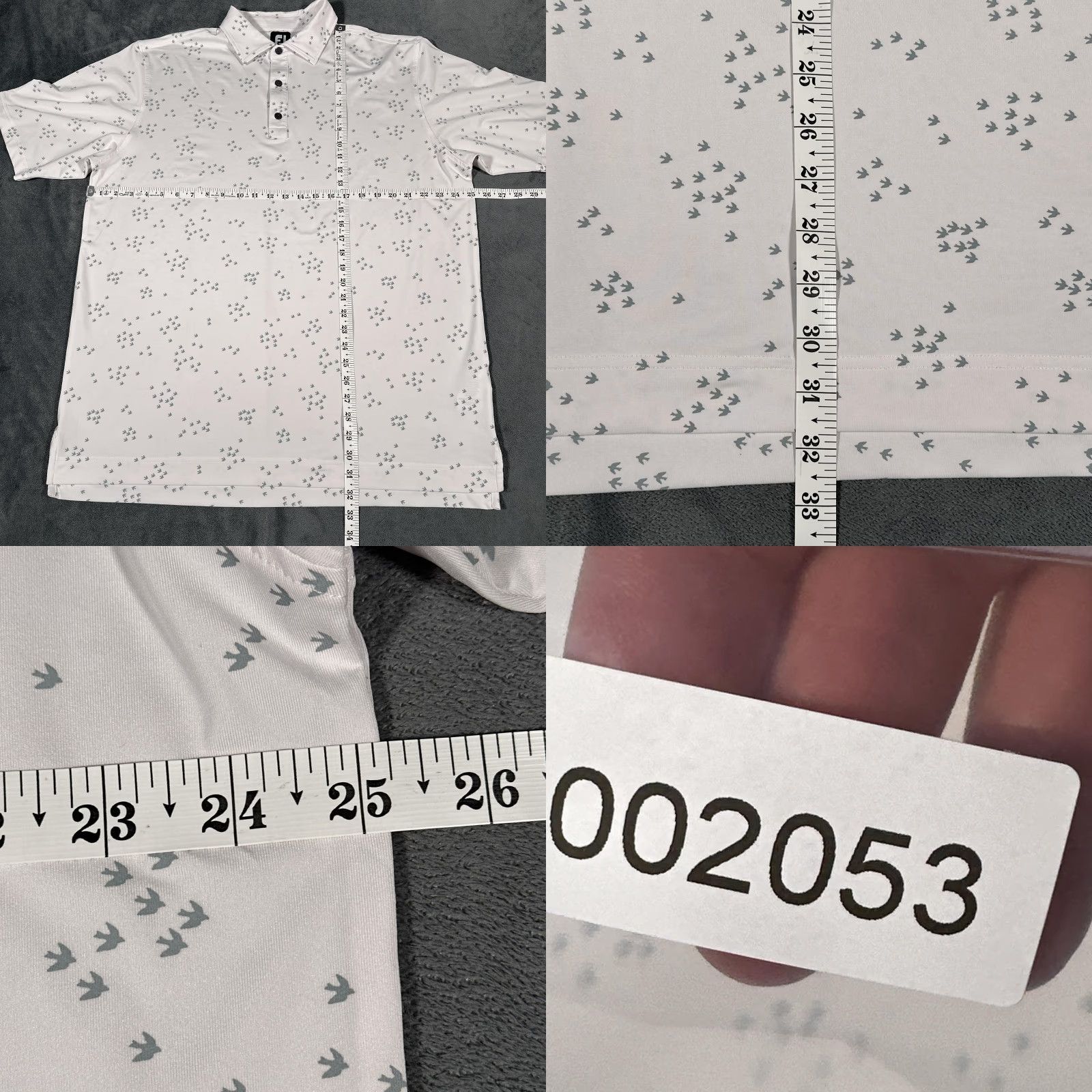 Footjoy FootJoy Polo Shirt Mens XL White Bird Print Golf Stretch Short Sleeve Top Size US XL / EU 56 / 4 - 8 Thumbnail