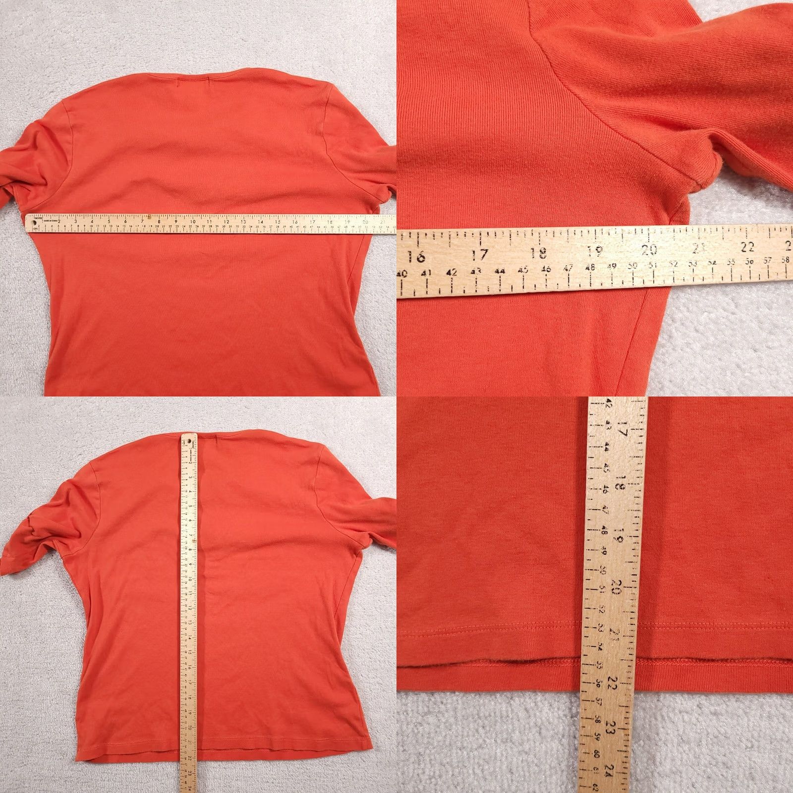 Ralph Lauren VINTAGE Lauren Ralph Lauren Short Rolled Sleeve Shirt Women's Large Orange V Neck Shirt Size L / US 10 / IT 46 - 8 Thumbnail