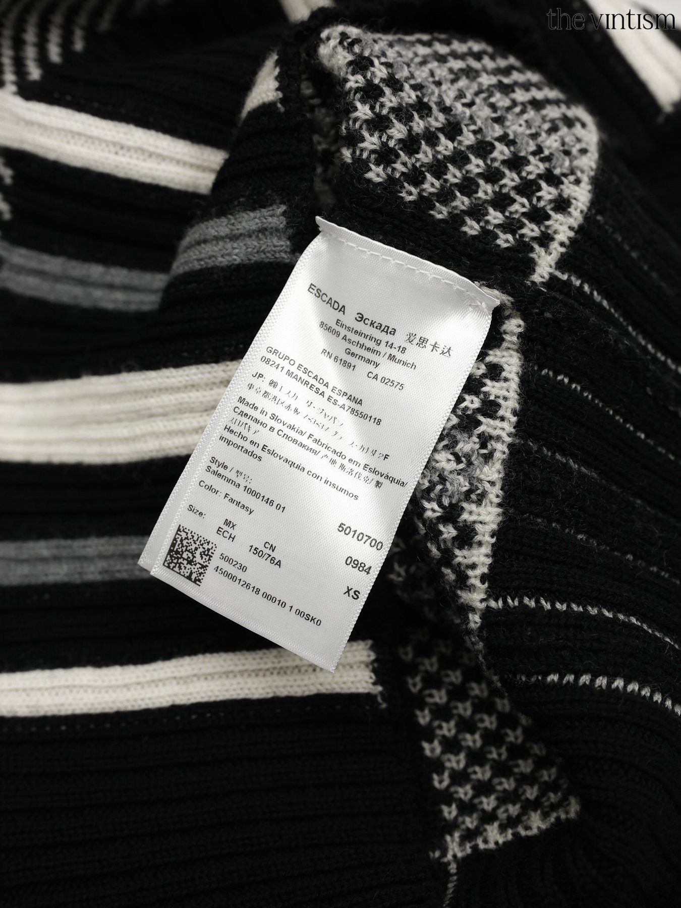 Escada Escada Cream Black Grey Check Pure Virgin Wool Sweater XS/S Size XS / US 0-2 / IT 36-38 - 14 Thumbnail