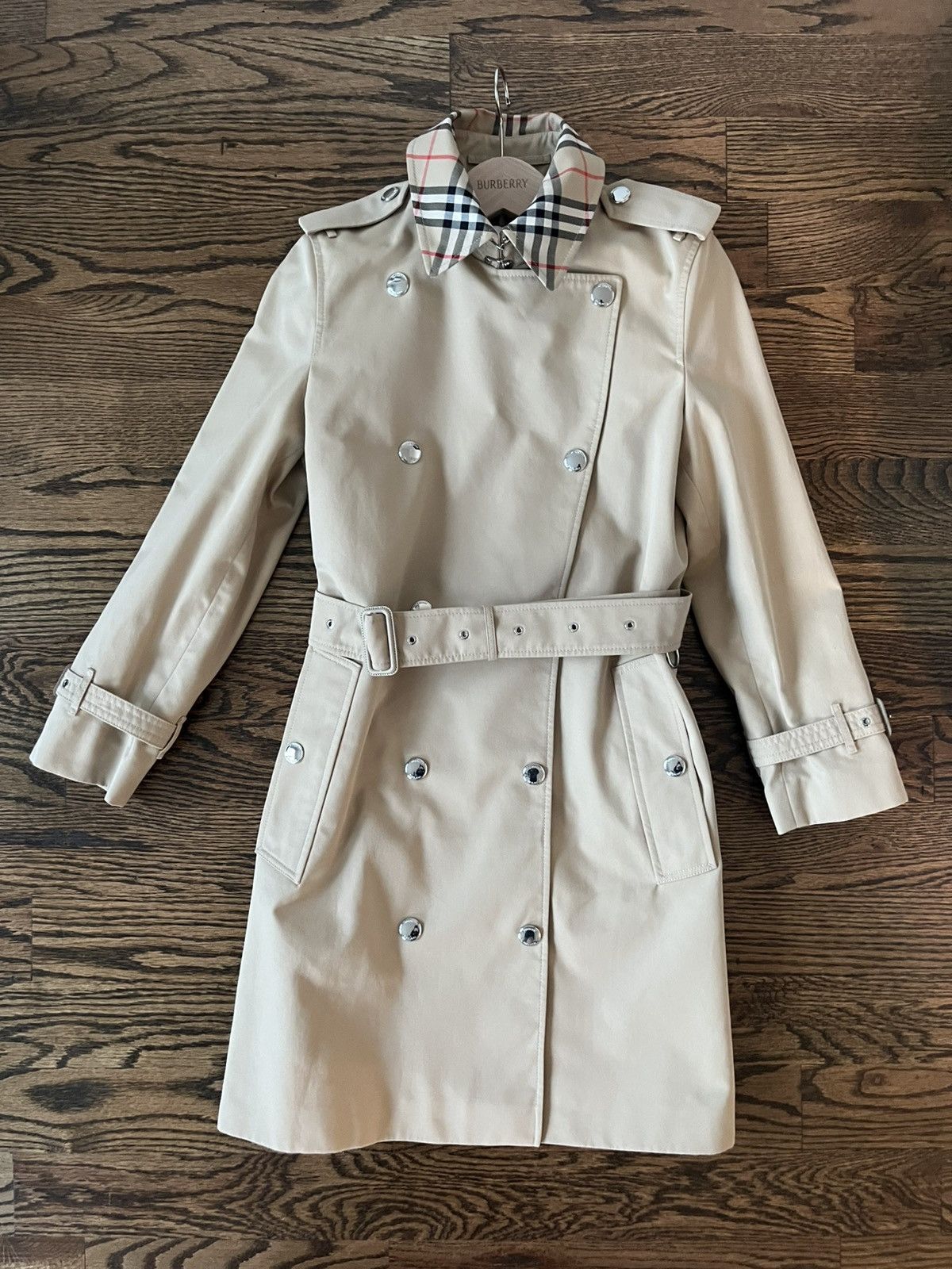 Burberry Burberry Check Collar Gabardine Trench Coat Size S / US 4 / IT 40 - 7 Thumbnail