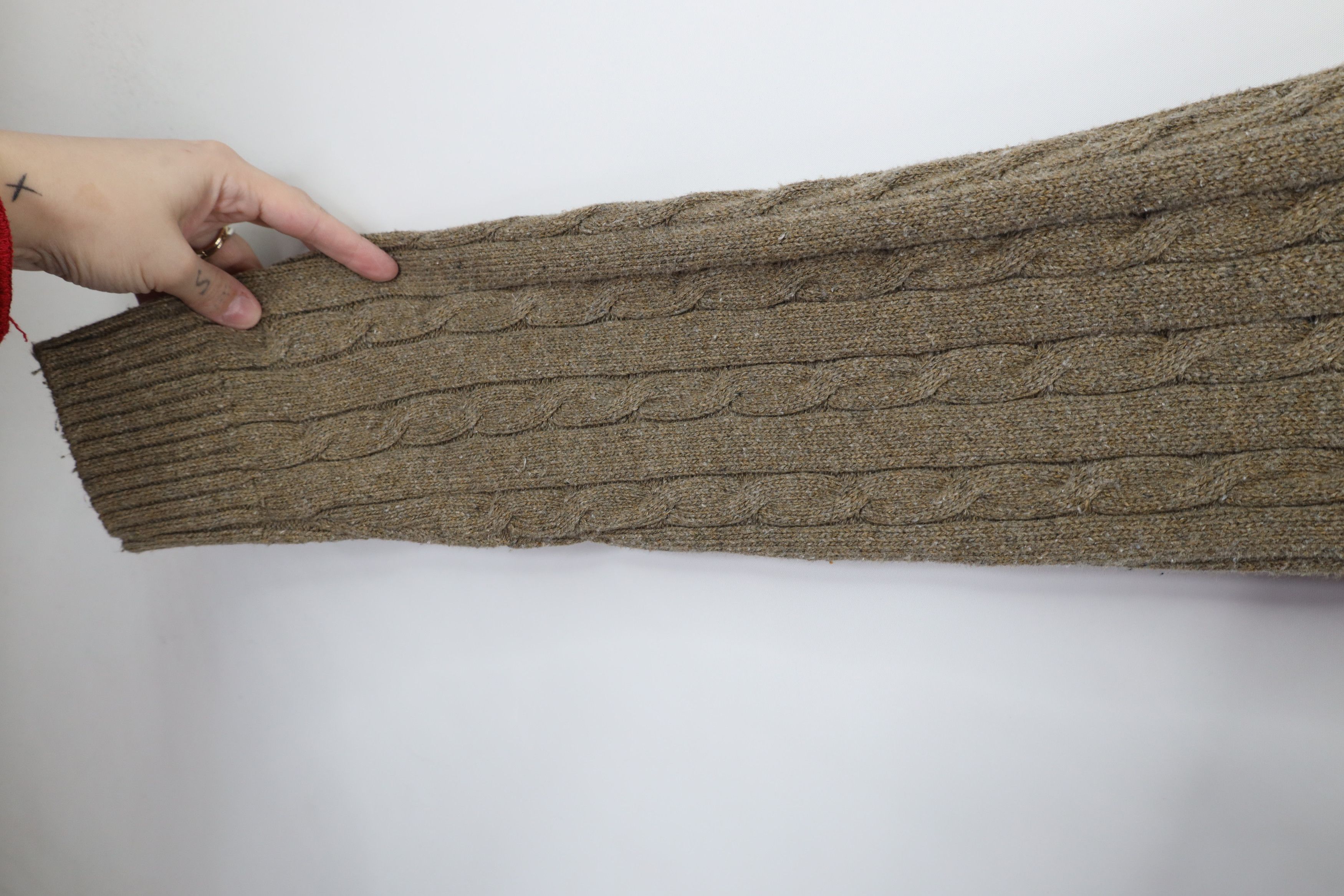 Vintage Vintage 90s Streetwear Cable Knit Crewneck Sweater Brown Size US XL / EU 56 / 4 - 6 Thumbnail