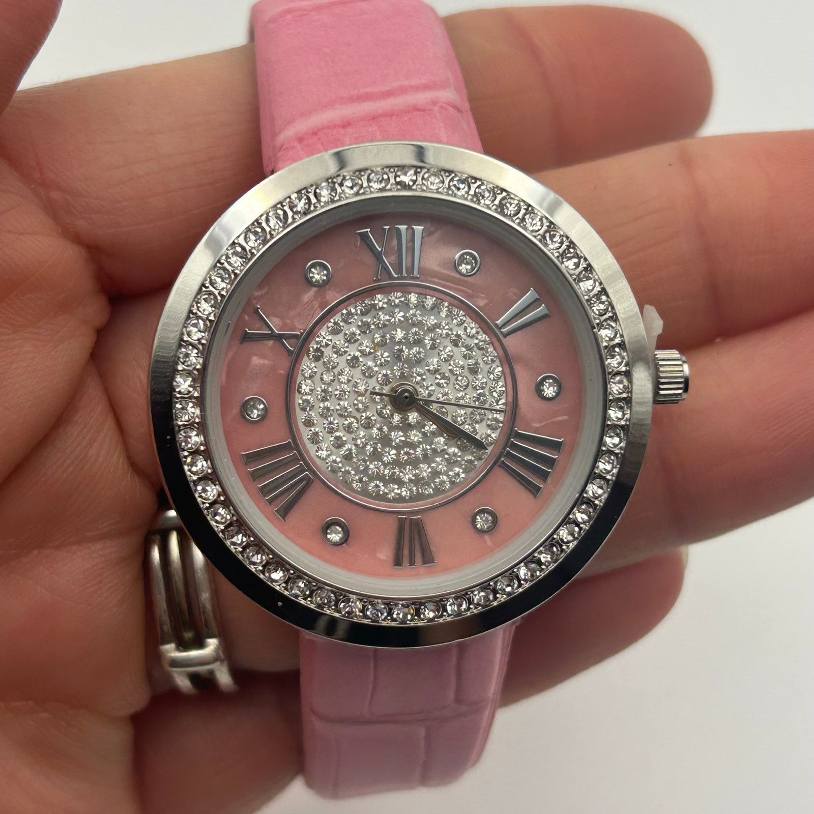 Other Genevex by Croton Womens Silver-Tone Pink Band Quartz Watch Size ONE SIZE - 7 Thumbnail