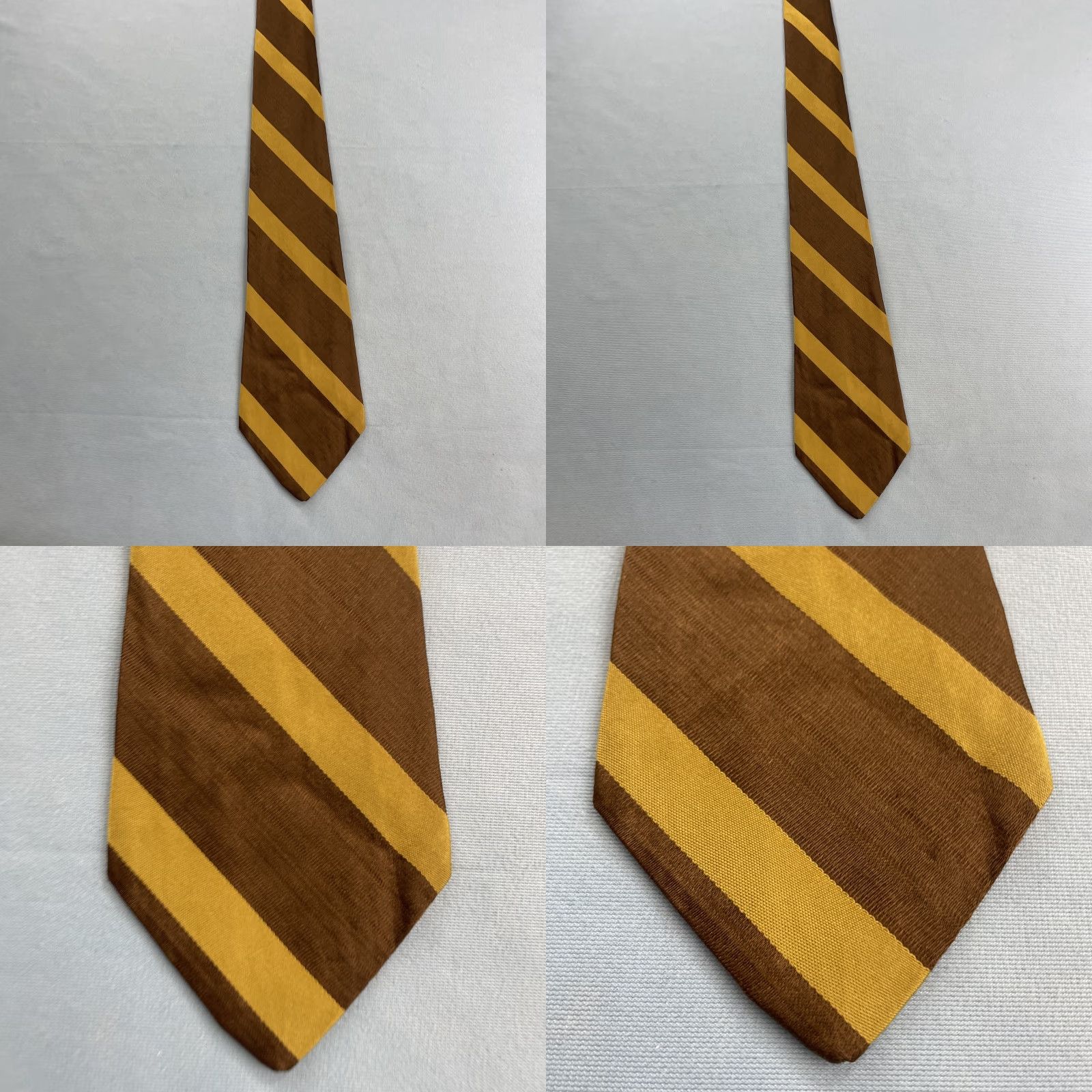 Vintage VINTAGE Lilly Dache All Silk Repp Tie Striped Brown Yellow Retro Mod Ratpack vtg 4x56 Capsule Necktie Mens Tie 57"-60" Brown Yellow Silk Neckwear Size ONE SIZE - 8 Thumbnail