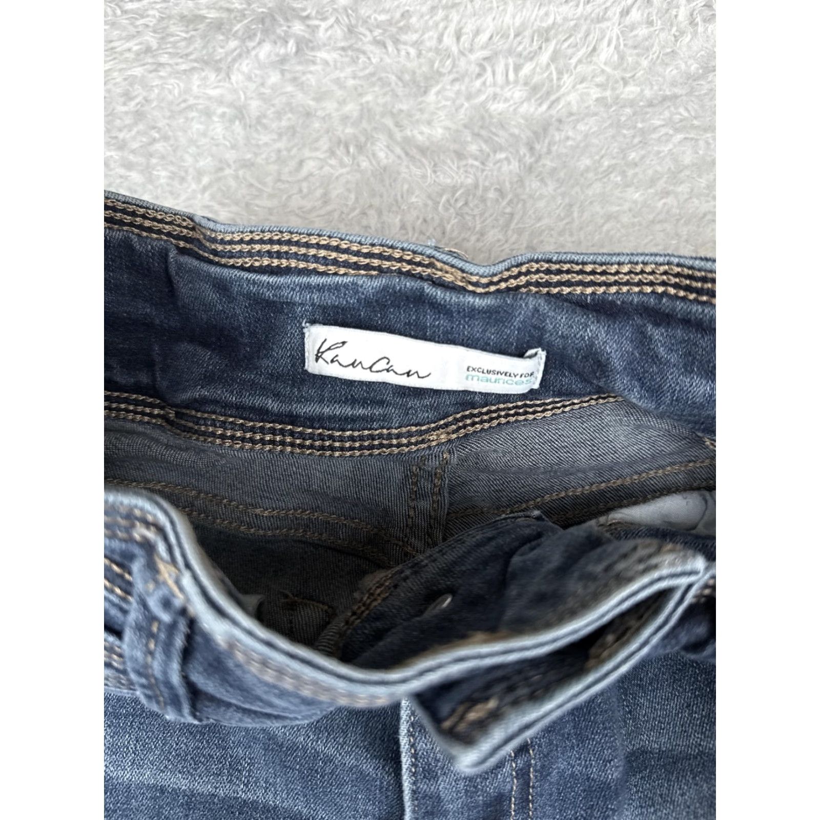 Vintage KanCan Jeans Womens 26 Blue Mid Rise Bootcut Distressed Stretch Denim 23x31 Size 26" / US 2 / IT 38 - 6 Thumbnail
