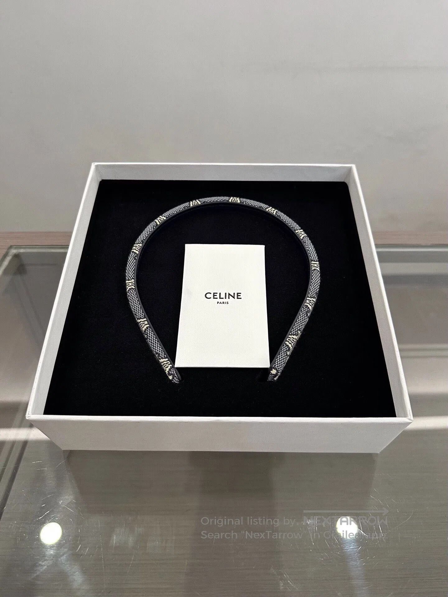 Celine Celine Triomphe Denim Logo Hair Hoop. Size ONE SIZE - 1 Thumbnail