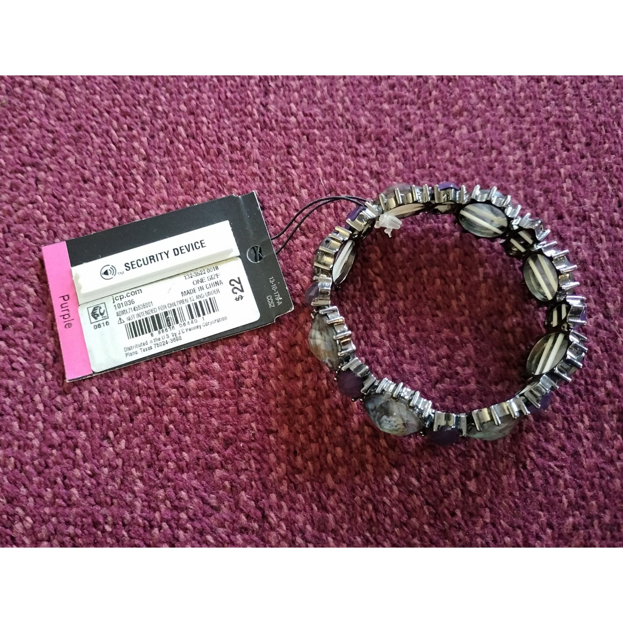 Other Mixit Stretch Bracelet Purple Silver Beads One Size Jewelry Size ONE SIZE - 2 Thumbnail