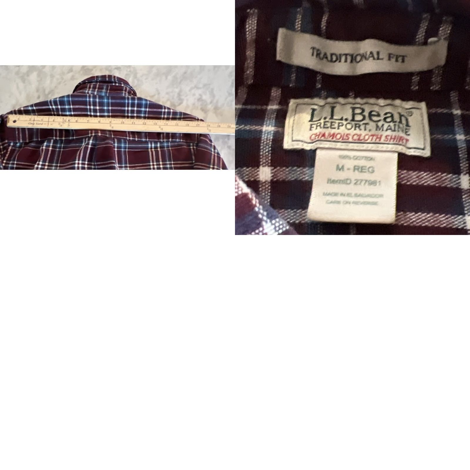 Vintage LL Bean Shirt Mens Medium Flannel Plaid Chamois Cloth Traditional Fit Button-Up Size US M / EU 48-50 / 2 - 8 Thumbnail