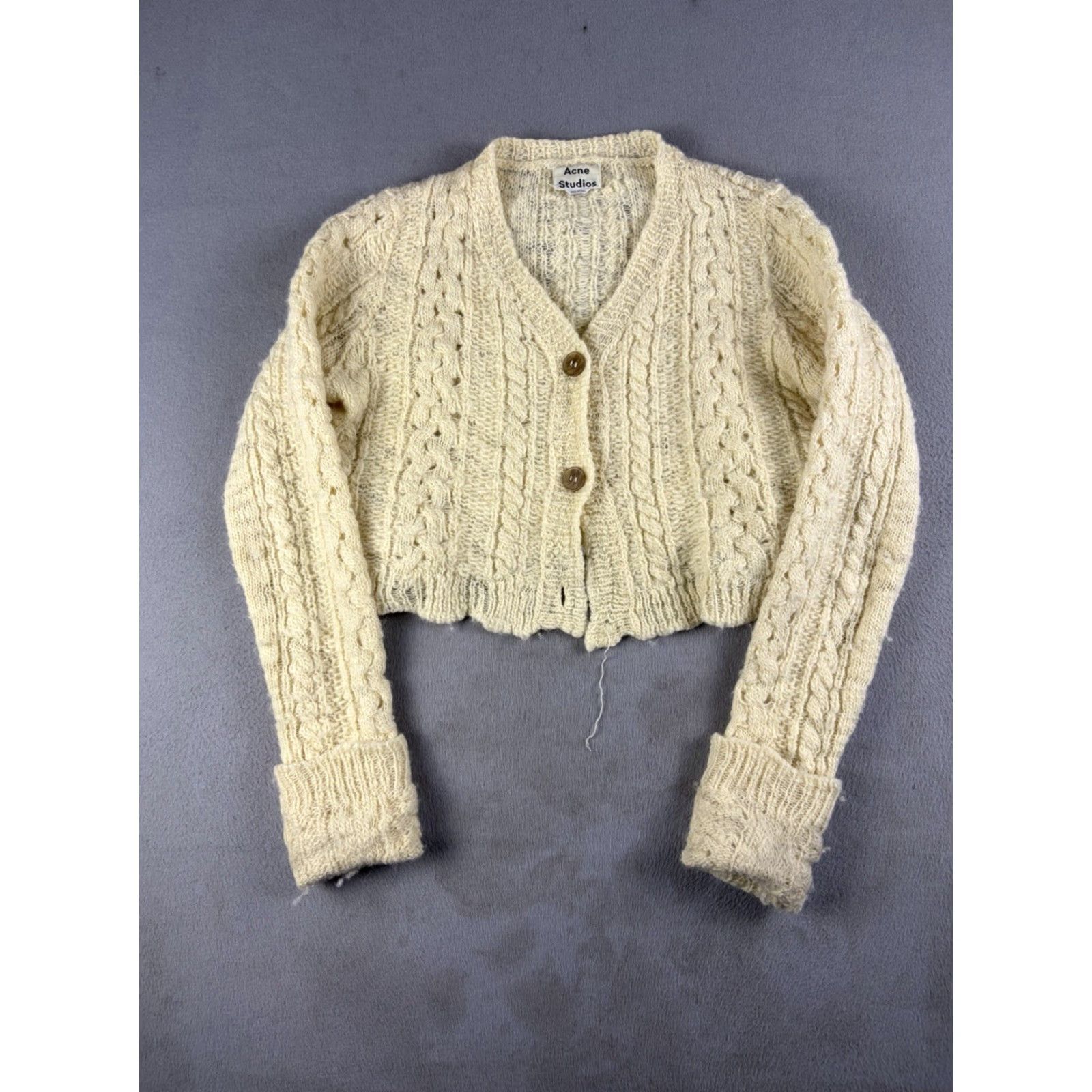 Acne Studios Acne Studios Sweater Cardigan Women M Wool Ivory V-Neck Long Sleeve Size M / US 6-8 / IT 42-44 - 2 Thumbnail