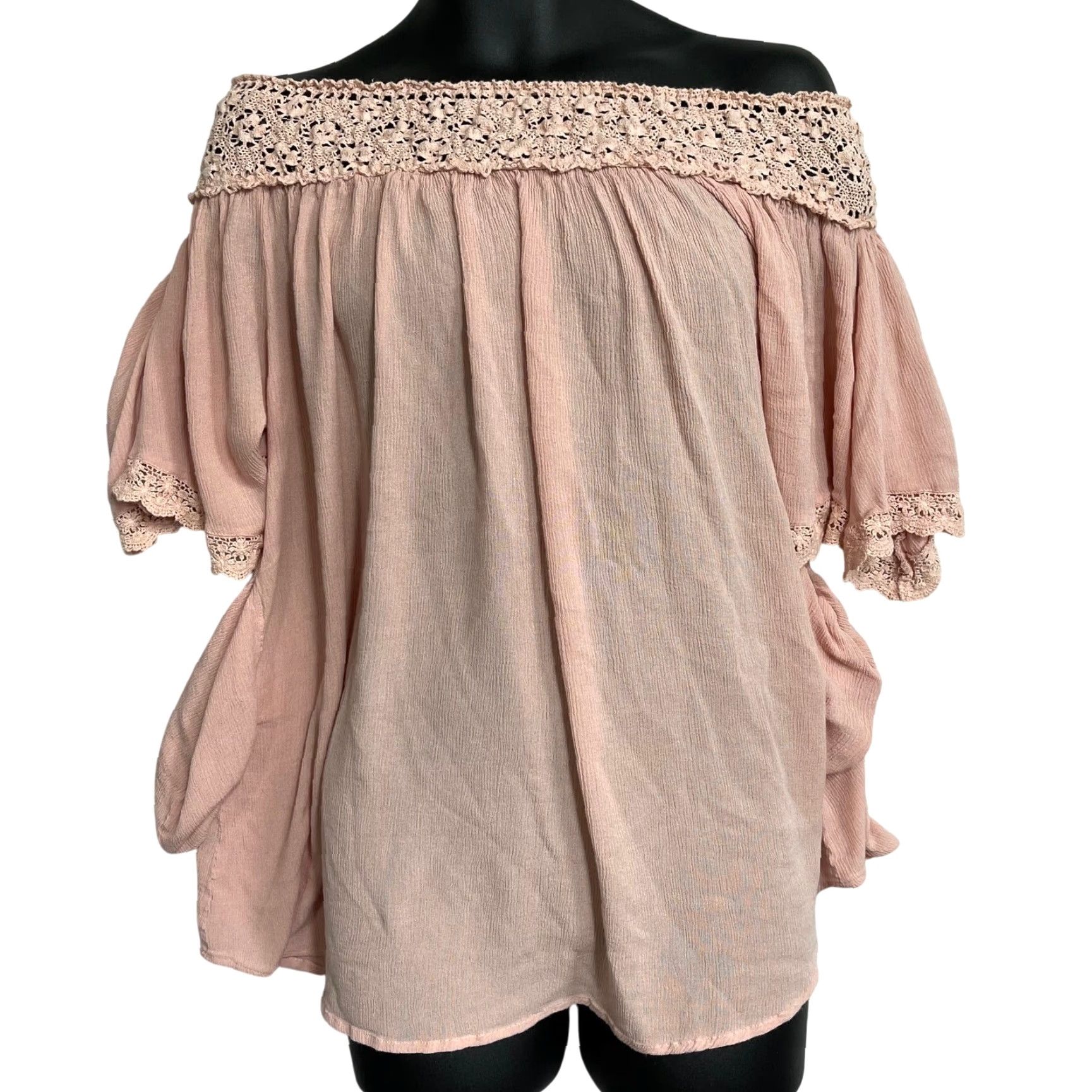 Pinko Muche Muchette Blouse OFF THE SHOULDER ONE SIZE Pink Bohemian Peasant Tunic Short Sleeve Viscose Women Regular Shirt Vintage No? Wait. Size ONE SIZE - 2 Thumbnail