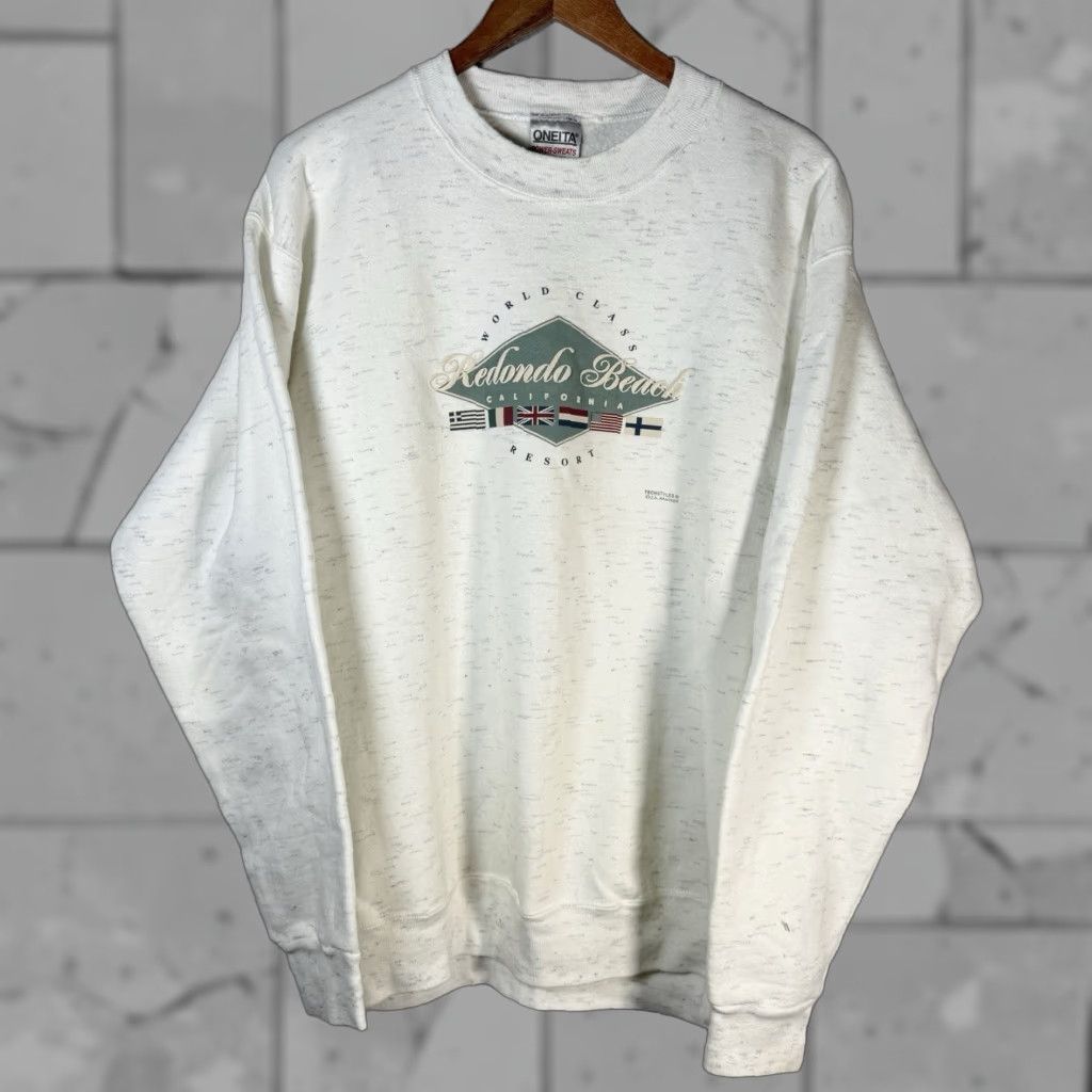 Vintage VTG Oneita Redondo Beach California White Pullover Sweatshirt Mens Size L USA Size US L / EU 52-54 / 3 - 1 Thumbnail
