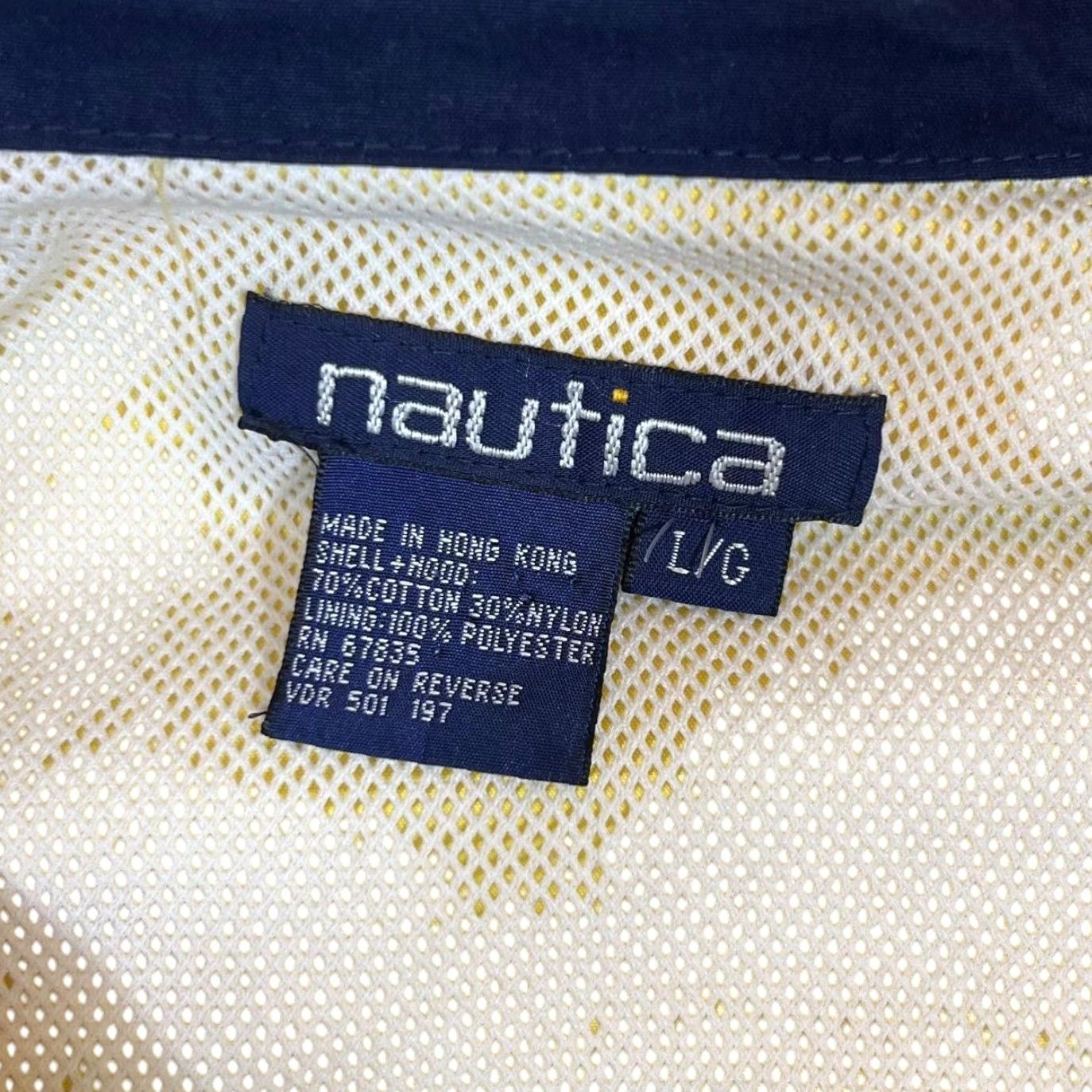 Nautica NAUTICA Windbreaker Jacket Yellow Cotton Polyester Large L - Sailing Jacket with Packaway Hood Mens Size US L / EU 52-54 / 3 - 3 Thumbnail