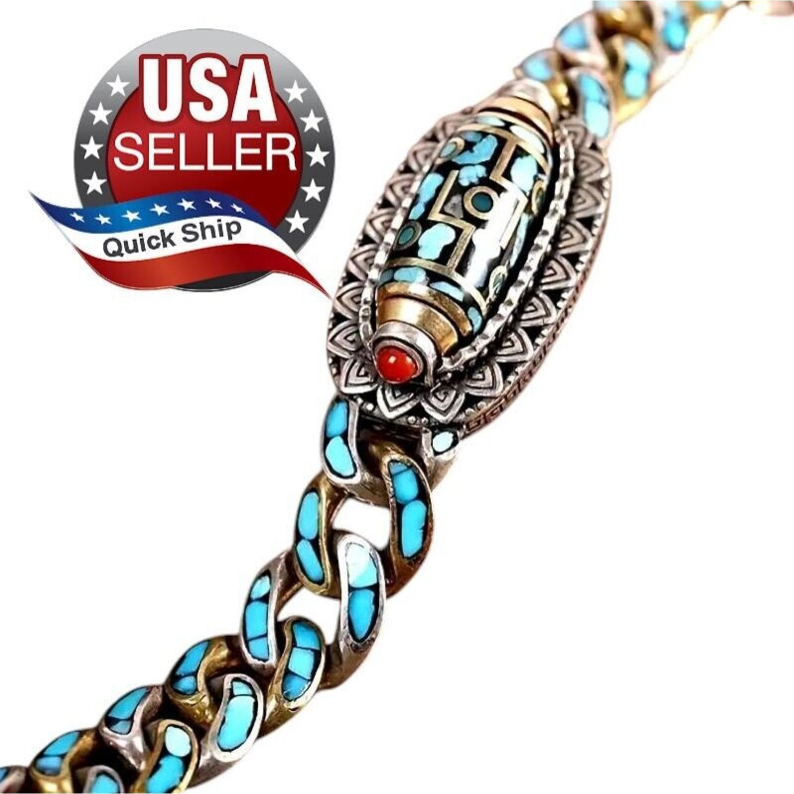 Other Unisex Faux Turquoise & Coral Silvertone Copper Bracelet Size ONE SIZE - 1 Thumbnail