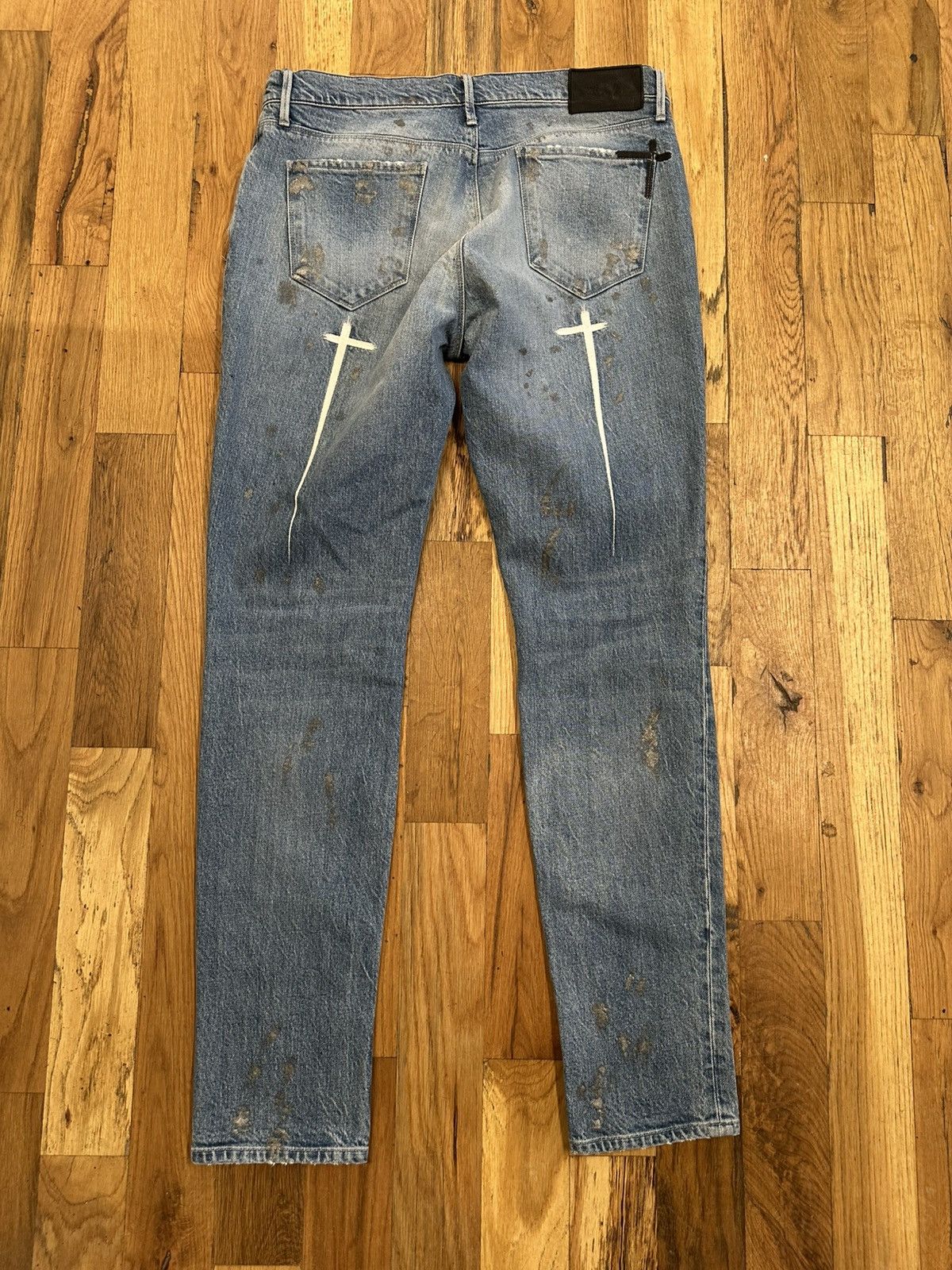 Rta RTA Silver Splatter White Spell Blue Denim Jeans Size 34 Size US 34 / EU 50 - 2 Thumbnail