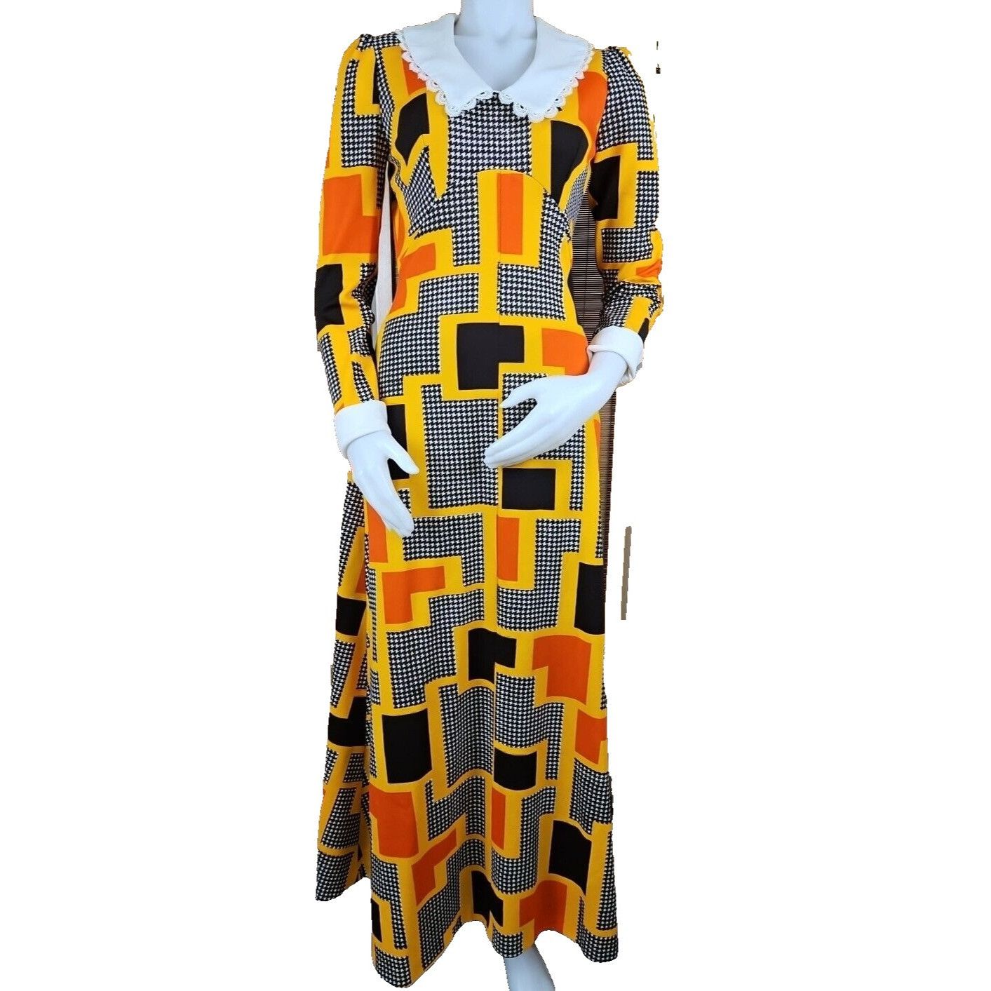 Vintage Vintage Psychedelic Dress Womens 12 Flashy Orange Yellow Geo Size S / US 4 / IT 40 - 17 Thumbnail