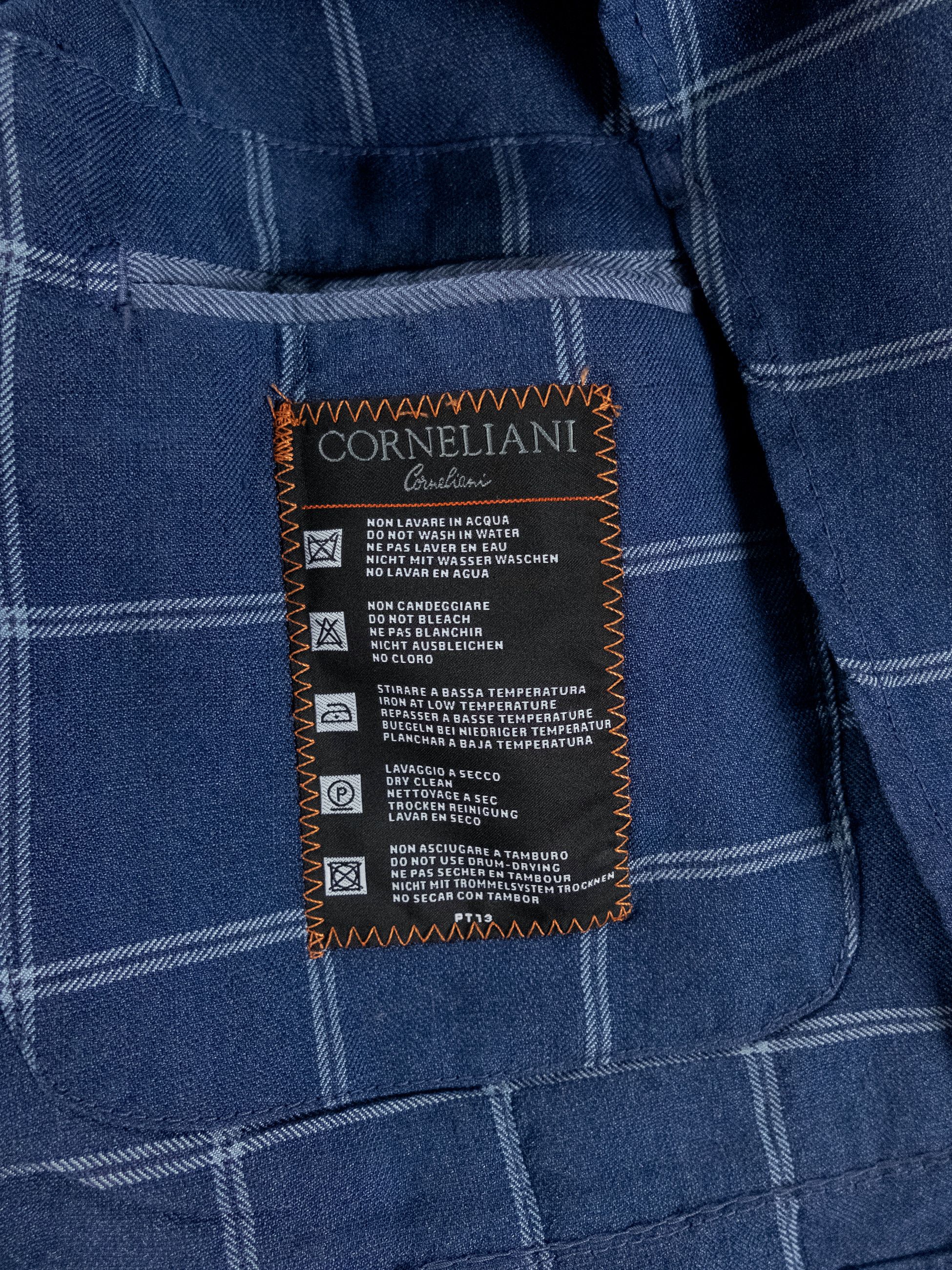 Corneliani CORNELIANI ID blue windowpane linen wool silk sportcoat 40 Size 40R - 11 Thumbnail