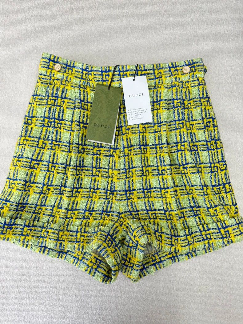 Gucci Gucci Yellow Plaid High-Waist Shorts - dmc Size US 36 / EU 52 - 1 Thumbnail