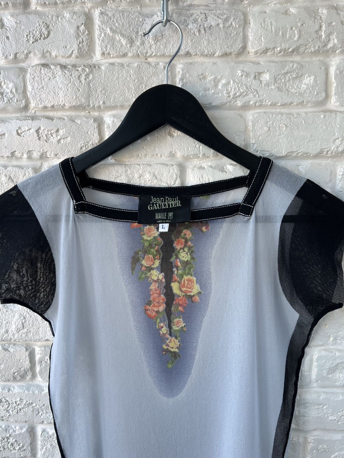 Jean Paul Gaultier Jean Paul Gaultier JPG Mesh Floral Printed Top Size L / US 10 / IT 46 - 3 Thumbnail