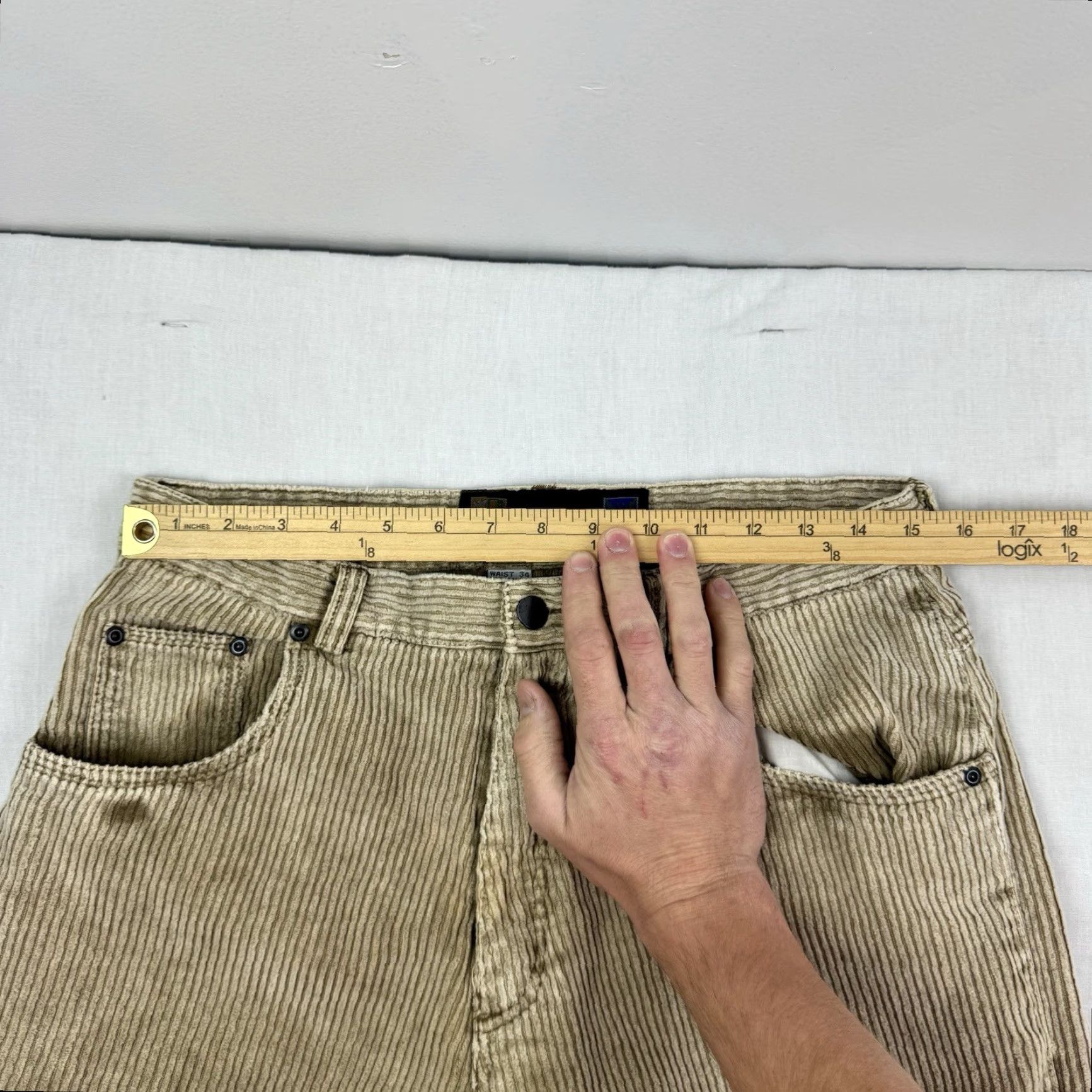 VINTAGE Trilogy Pants Corduroy Men 34 Beige 90s Grunge Hipster Chino Inseam 34 Mens
