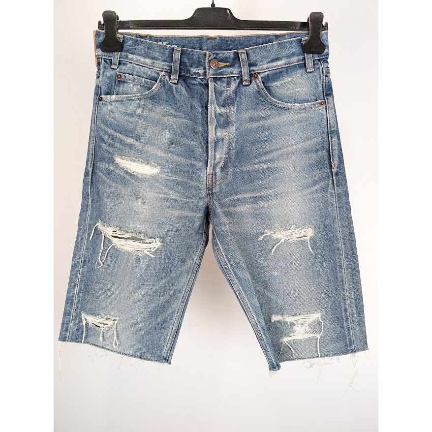Celine o1rshd1 Denim Short Kurt Destroy in Rigid Indigo Size US 30 / EU 46 - 2 Thumbnail