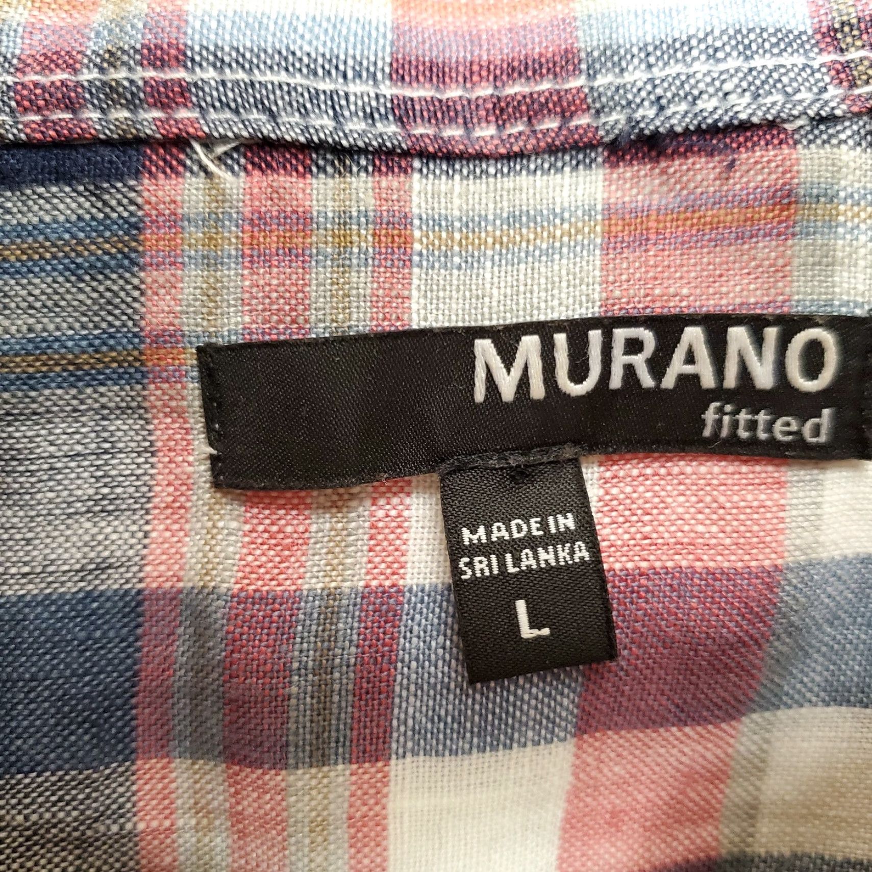 Murano Murano Shirt Mens L Blue Pink Plaid 100% Linen Short Sleeve Button Fitted Size US L / EU 52-54 / 3 - 4 Thumbnail