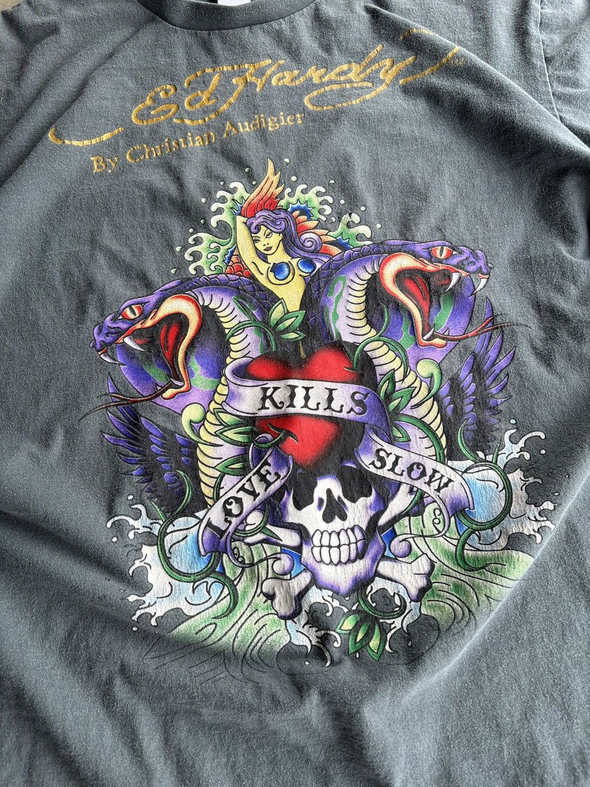 Ed Hardy Vintage Y2K Ed Hardy Love Kills Slow Boxy Grunge Skate Tee Size US L / EU 52-54 / 3 - 3 Thumbnail