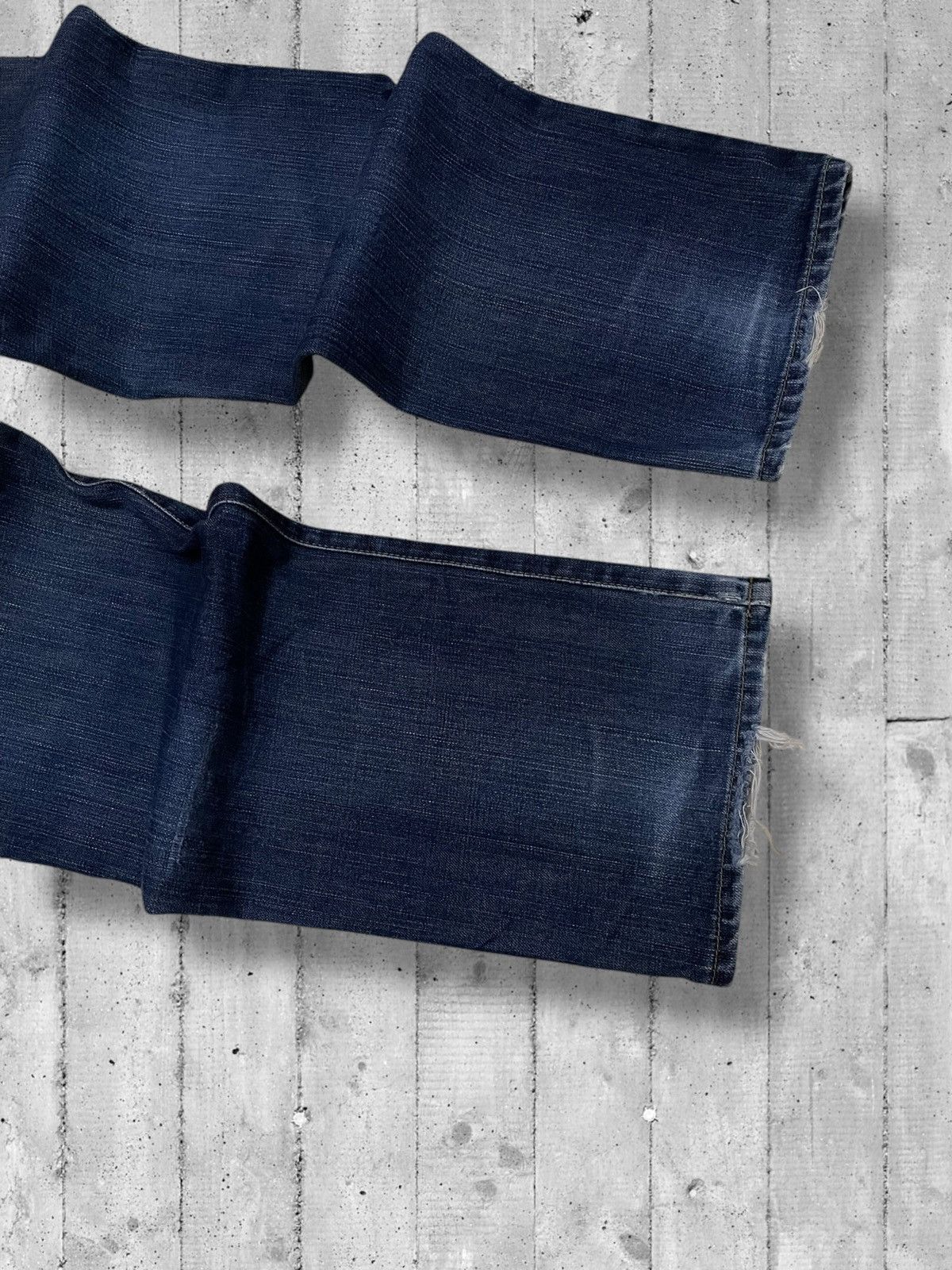 Designer × Edwin × Vintage Vintage 1990s Japan Desiner Edwin Distressed Blue Denim Size US 31 - 12 Thumbnail