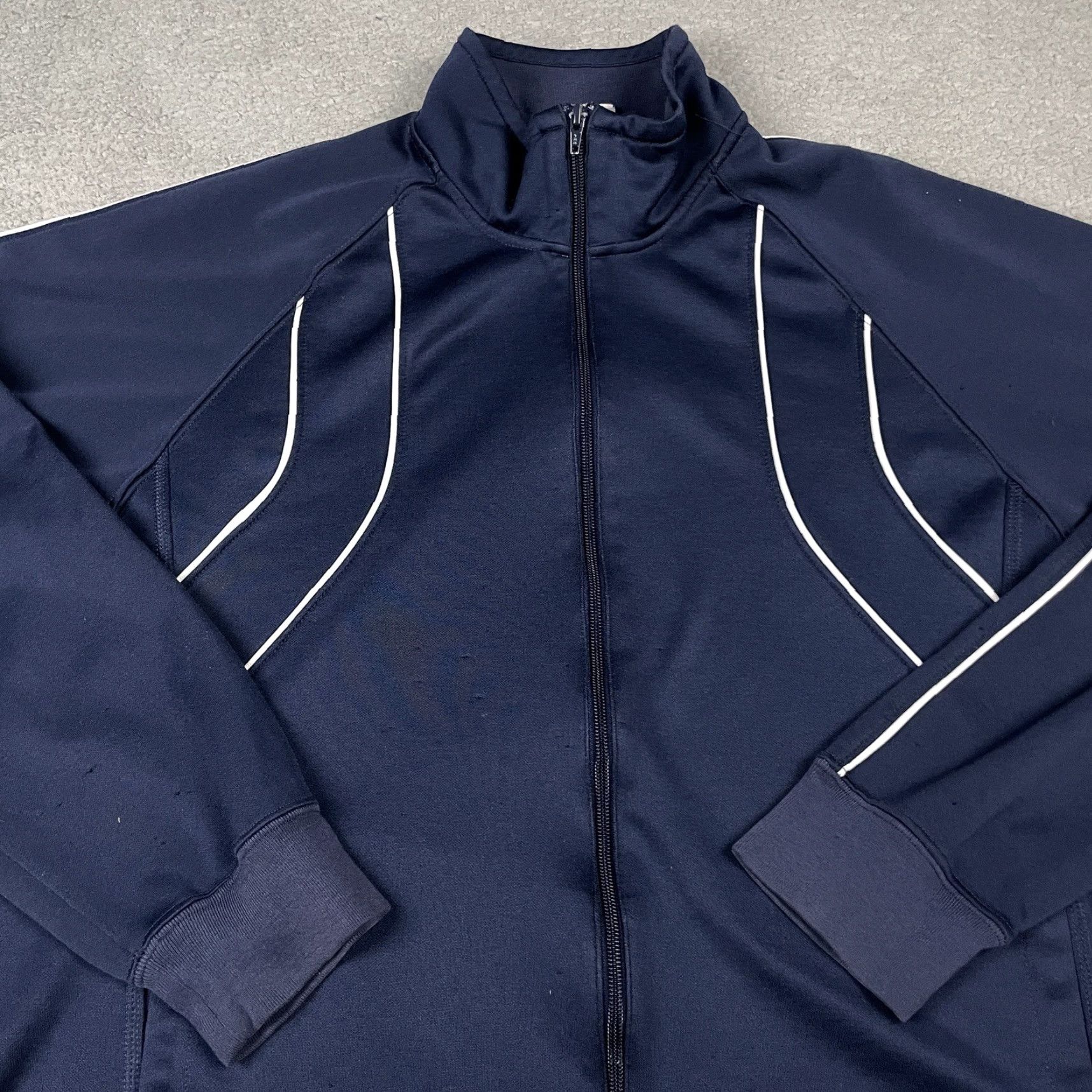Nike VINTAGE Nike Jacket Mens L Blue Long Sleeve Full Zip Stripe Tag Pockets Size US L / EU 52-54 / 3 - 6 Thumbnail