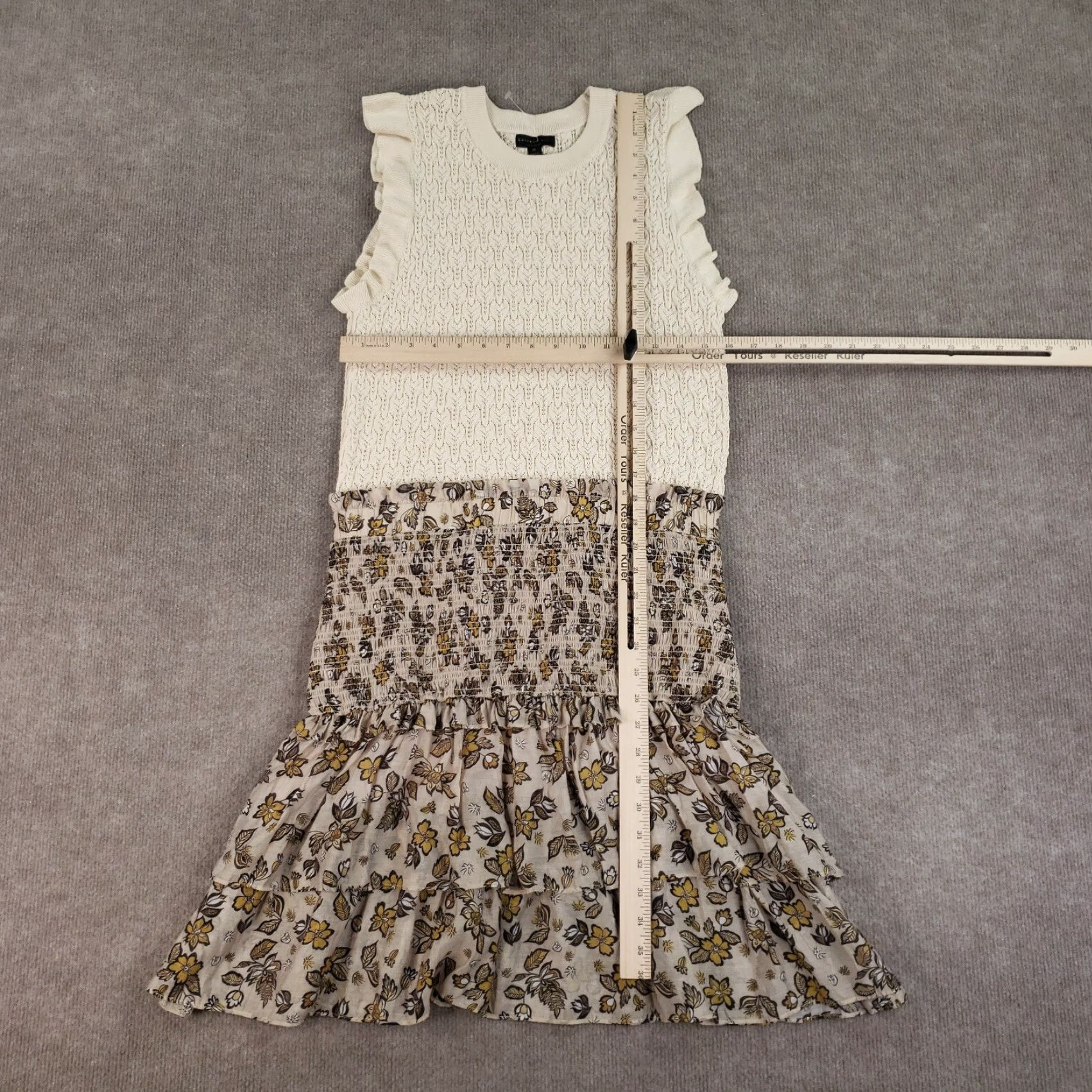 Anthropologie Current Air Dress Womens XL Beige Brown Layered Ruffled Midi Dress Size XL / US 12-14 / IT 48-50 - 2 Thumbnail