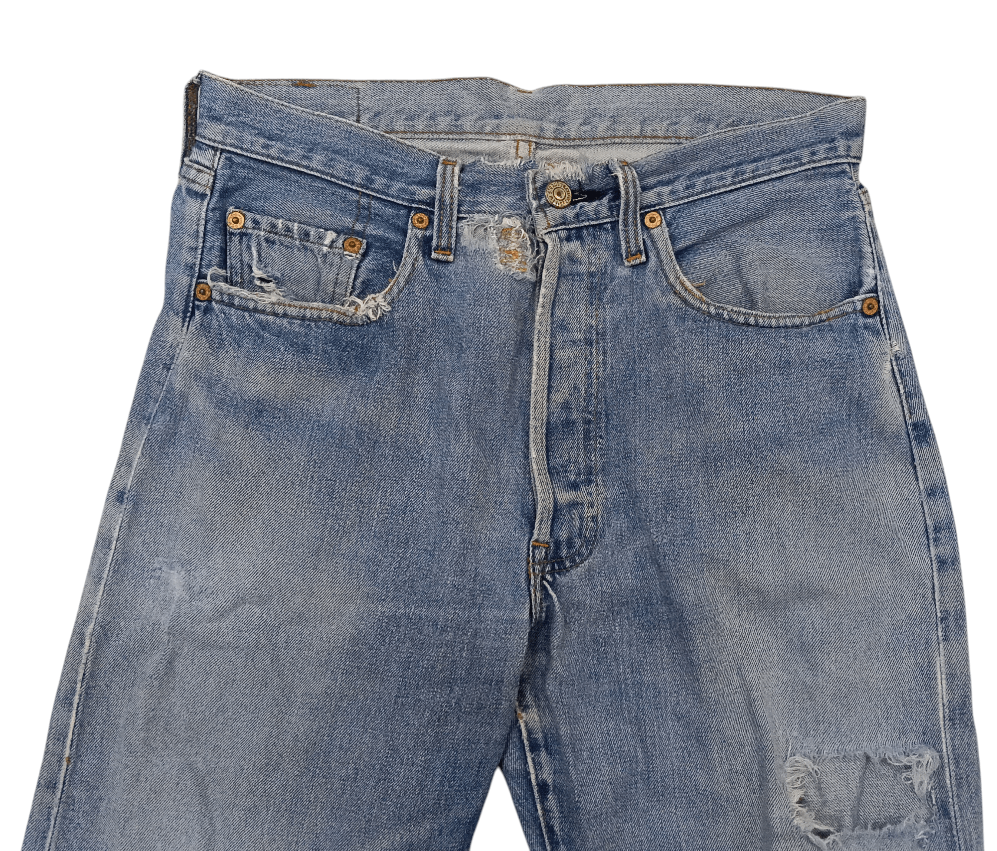 Levi's 90s Levis Selvedge Denim USA 555 Big E Distressed (S302) Size US 30 / EU 46 - 13 Thumbnail