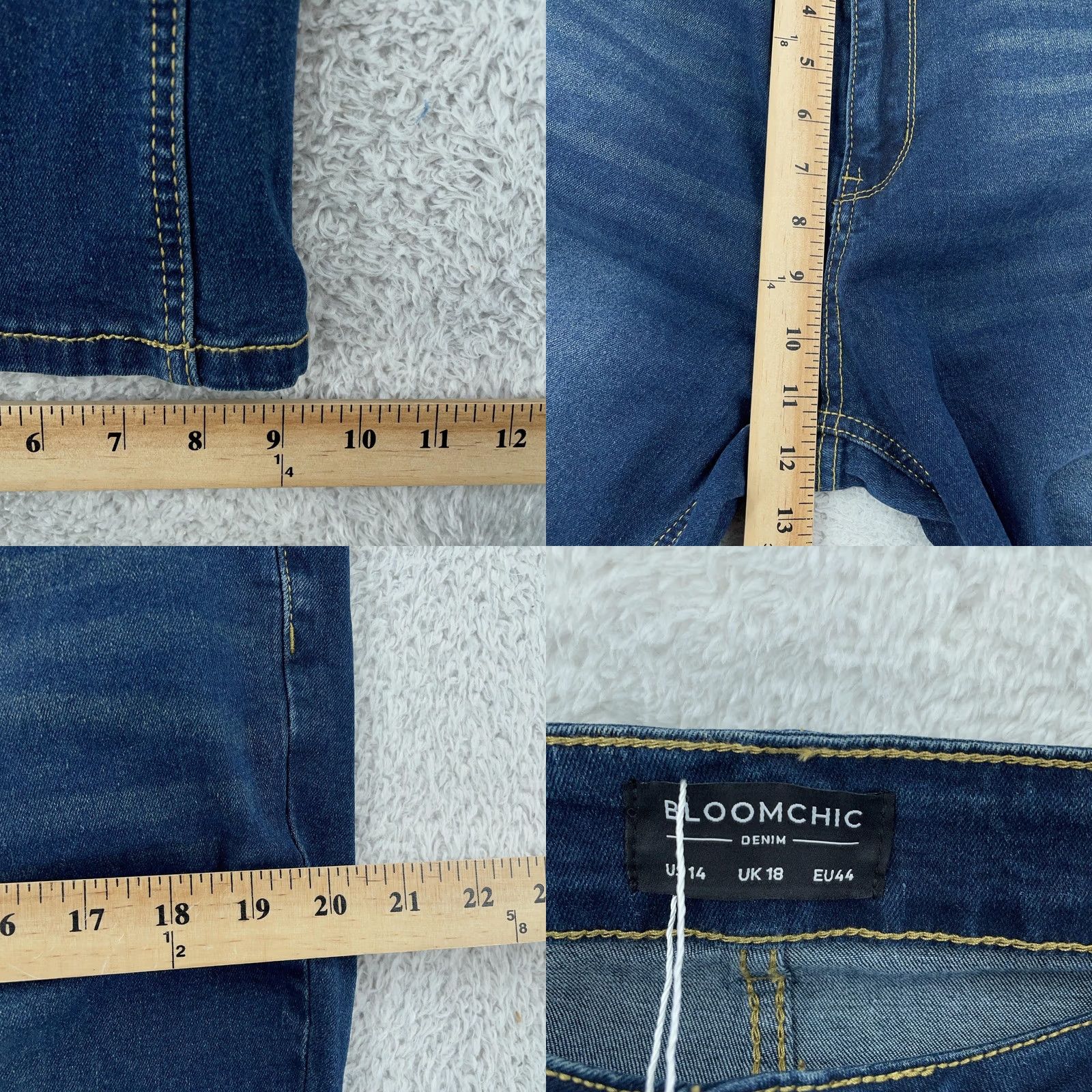 Vintage BloomChic Jeans Womens 14 Dark Wash Bootcut Stretch Denim Zip Fly 34x29 Blue Jeans Womens Bootscut Stretch Denim Zip Fly 34x29 Size 36" / US 14 / IT 50 - 8 Thumbnail