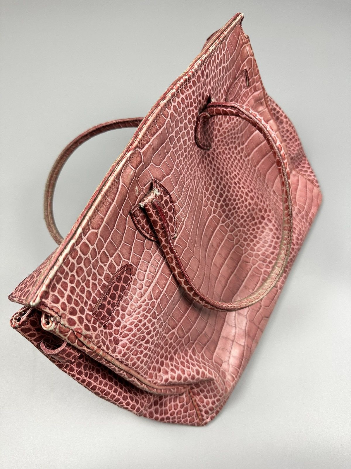 Vera Pelle Hermes Birkin Inspired Italian Vera Pelle Orobianco Bag Size ONE SIZE - 18 Thumbnail
