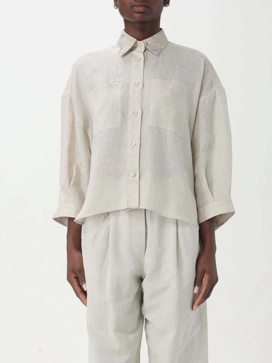 image of Brunello Cucinelli Shirt Woman Natural, Women's (Size Medium)