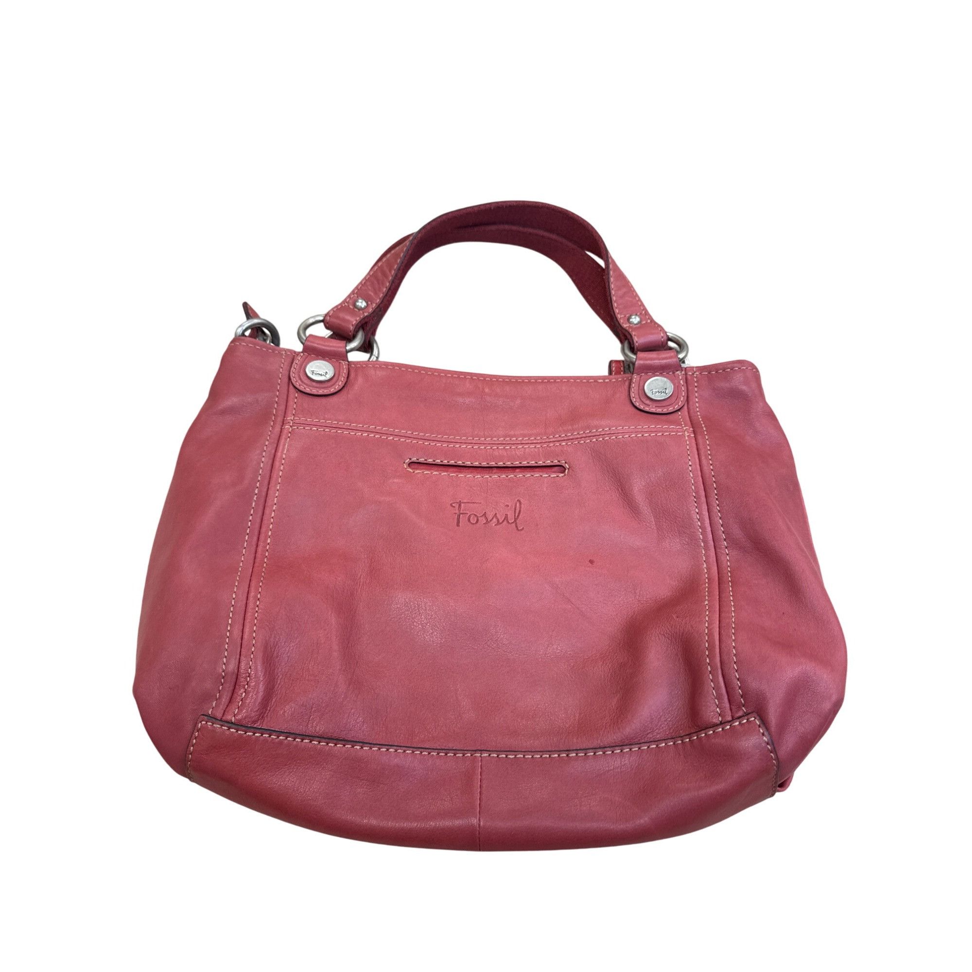 Fossil Fossil Vintage Womans Red Leather Handbag Clutch With Dual H Size ONE SIZE - 1 Thumbnail