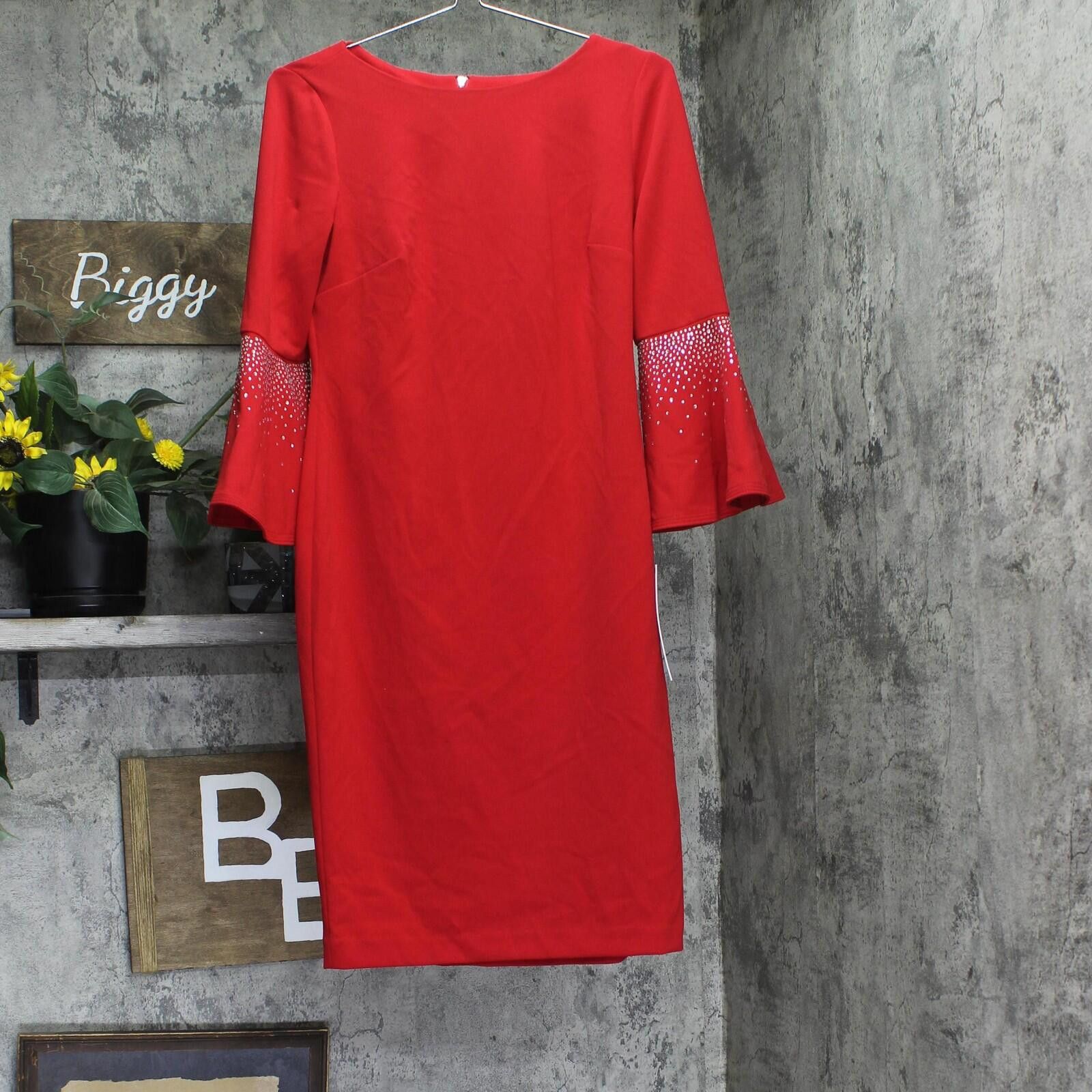 Calvin Klein Calvin Klein Bell Sleeve Back Zip Dress Cd4cc3d8 Red 6 Size M / US 6-8 / IT 42-44 - 1 Thumbnail
