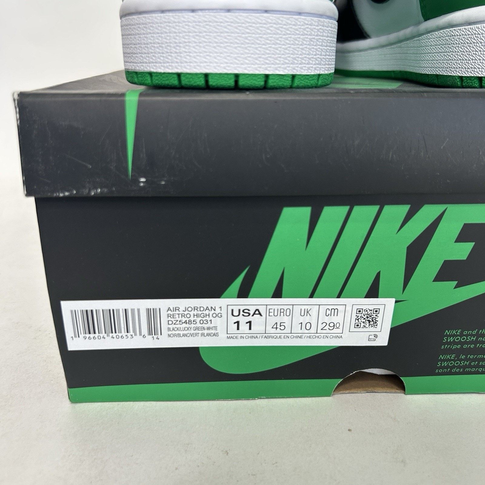 Jordan Brand Nike Air Jordan 1 Retro High OG “Black Lucky Green” Size US 11 / EU 44 - 5 Thumbnail