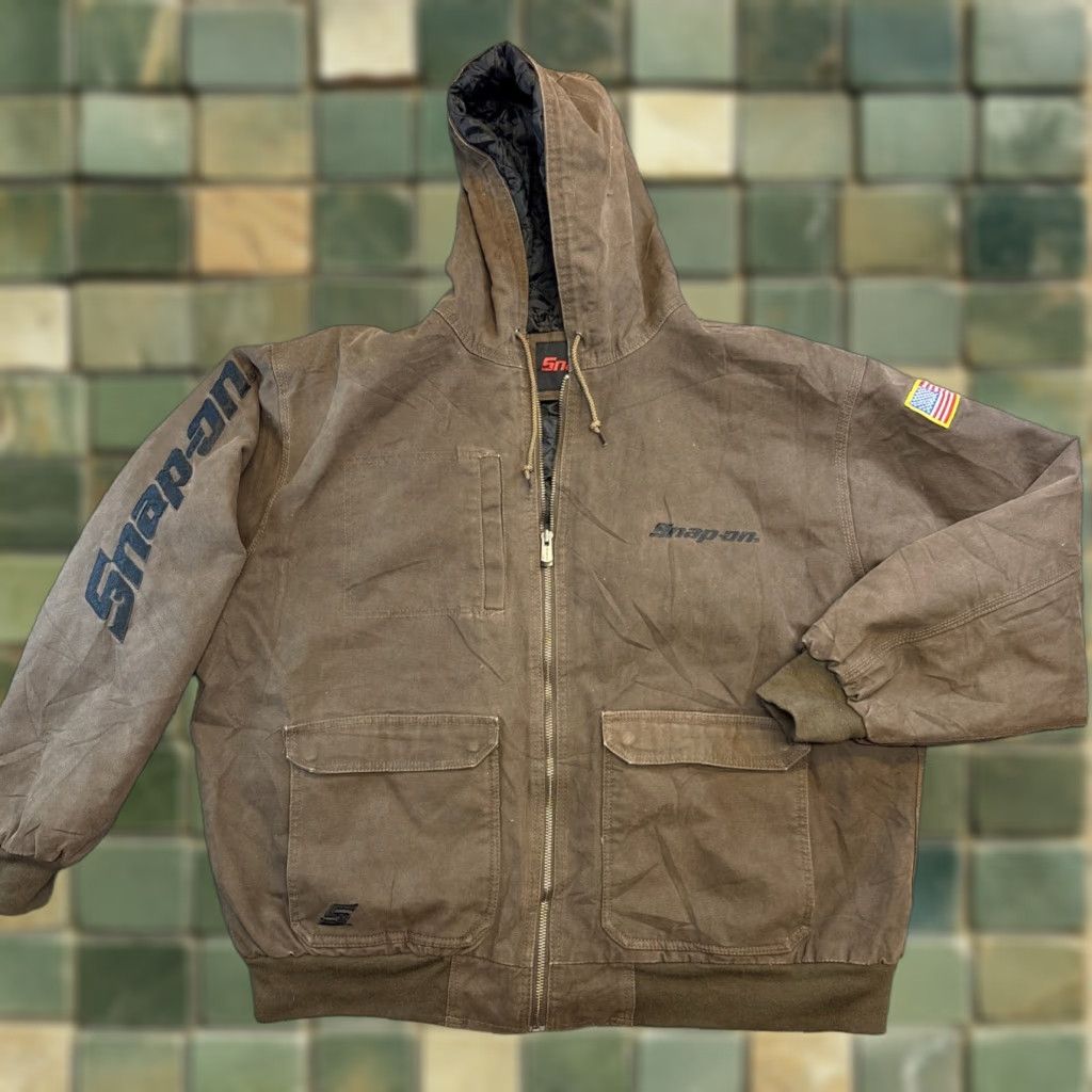 Vintage VINTAGE Snap-on Tools Quilted Canvas Jacket Mens 2XL Embroidered Bomber Jacket Brown Winter Regular Coat Size US XXL / EU 58 / 5 - 1 Thumbnail