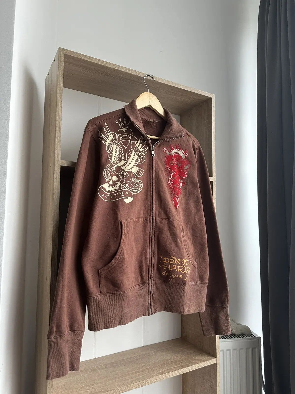 Christian Audigier × Ed Hardy × Vintage Vintage Ed Hardy Christian Audigier Brown Hoodie Size US M / EU 48-50 / 2 - 8 Thumbnail